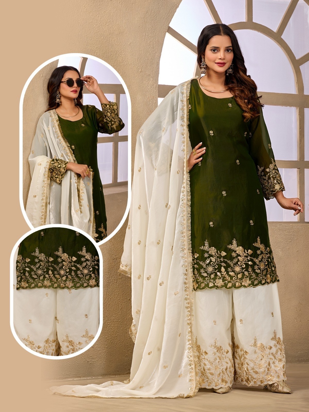D-101 | Fendy Satin Sequence & Jari Embroidered Sarara Suit