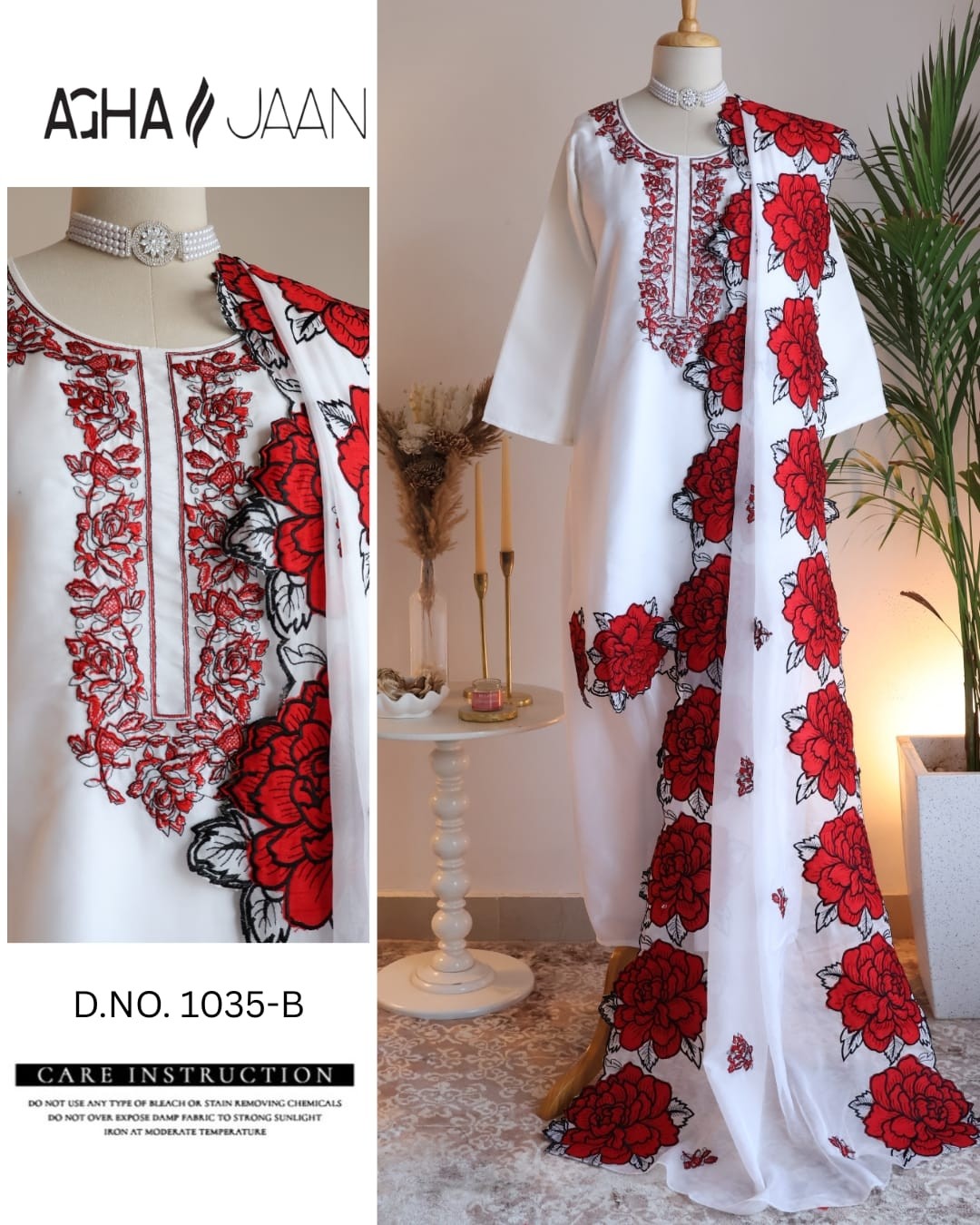 AGHAJAAN 1035 | Soft Organza Embroidered Suit