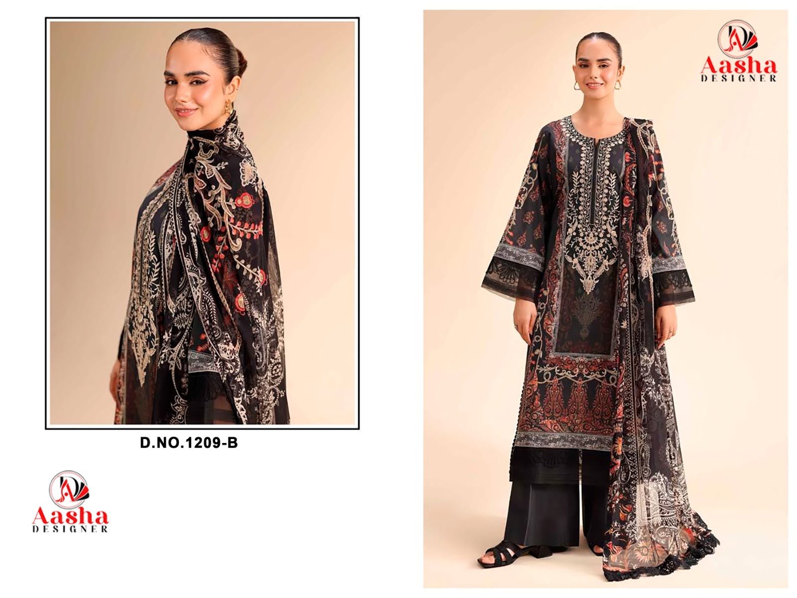 AASHA DESIGNER 1209 | Cotton Embroidered Suit