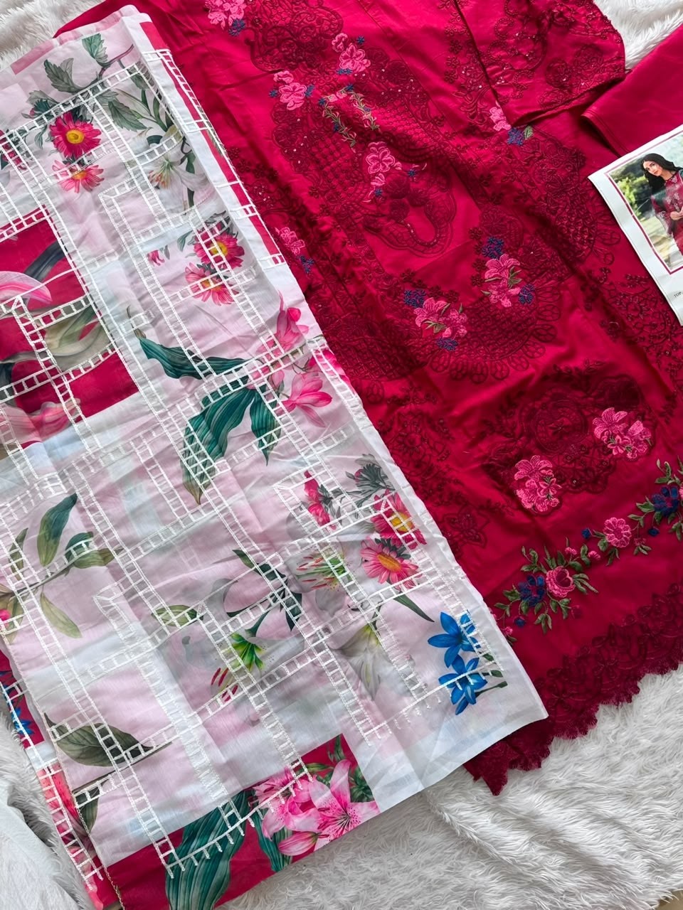 IMROZIA STUDIO 505 C | Cambric Cotton Embroidered Suit
