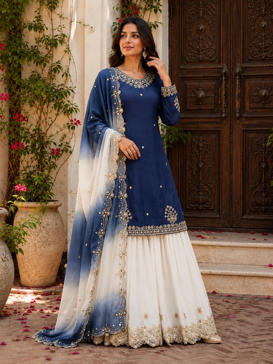 JL-1041 Premium French Crepe 5mm Sequin Embroidered Set