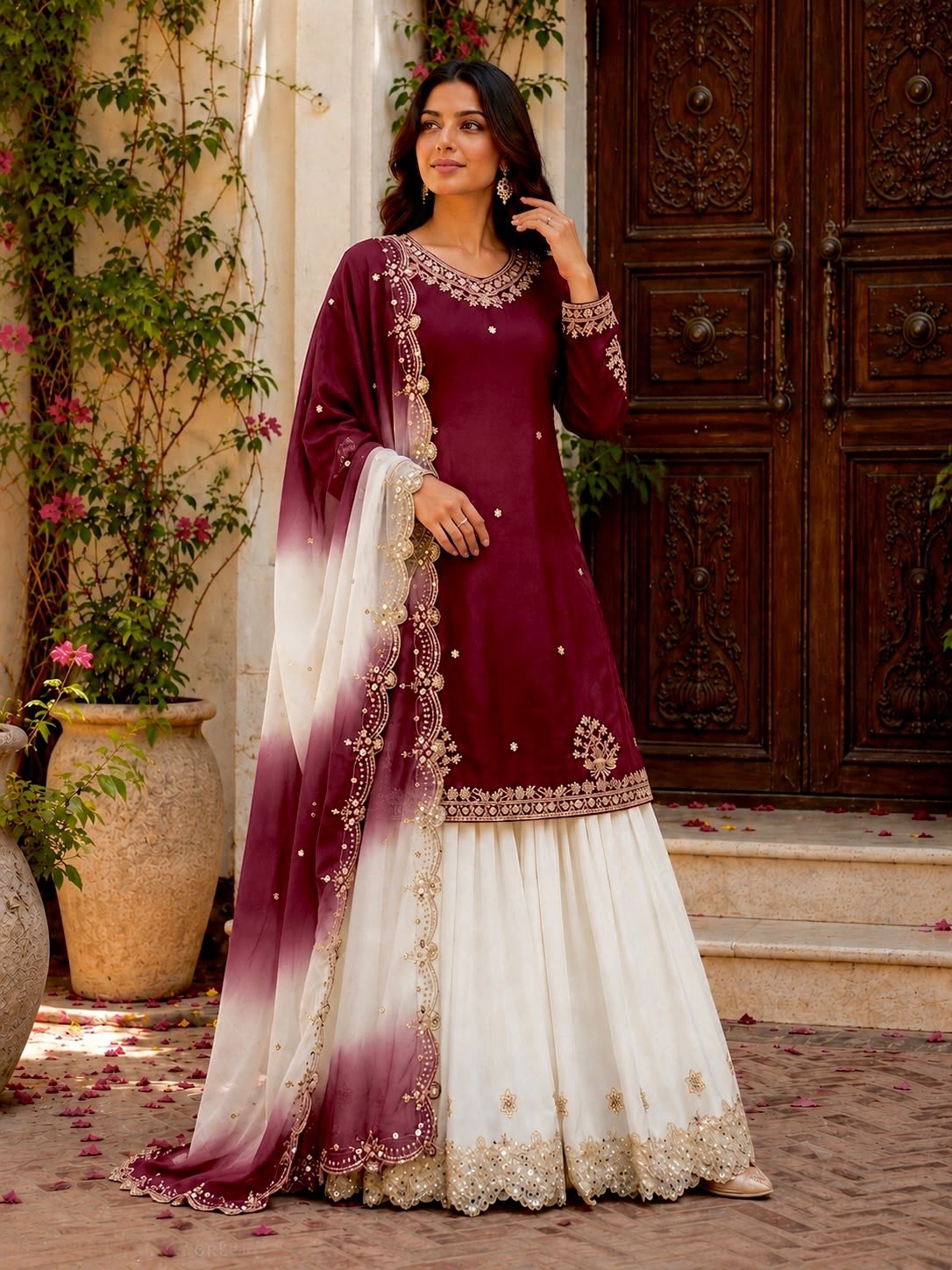 JL-1041 Premium French Crepe 5mm Sequin Embroidered Set