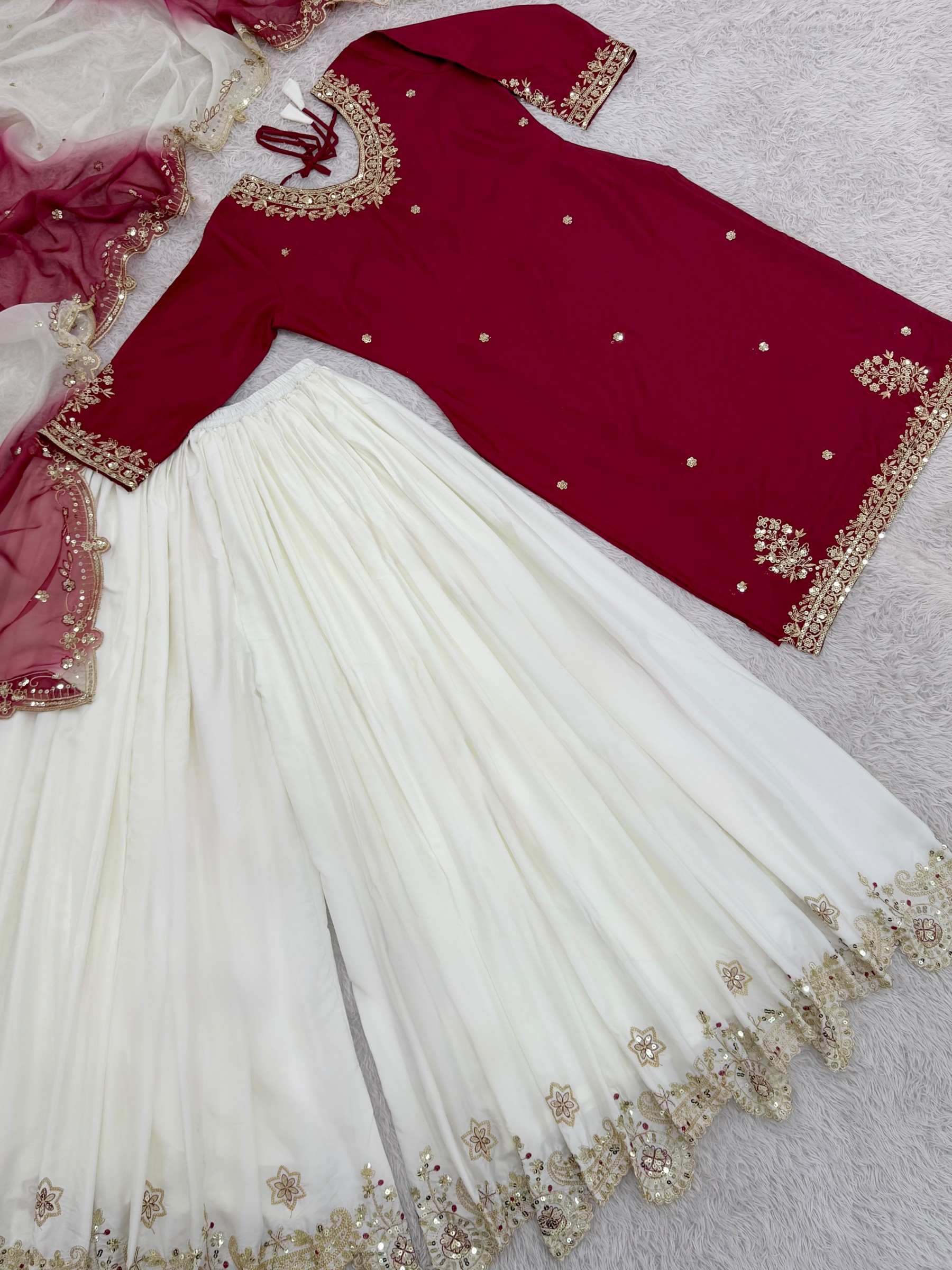 JL-1041 Premium French Crepe 5mm Sequin Embroidered Set