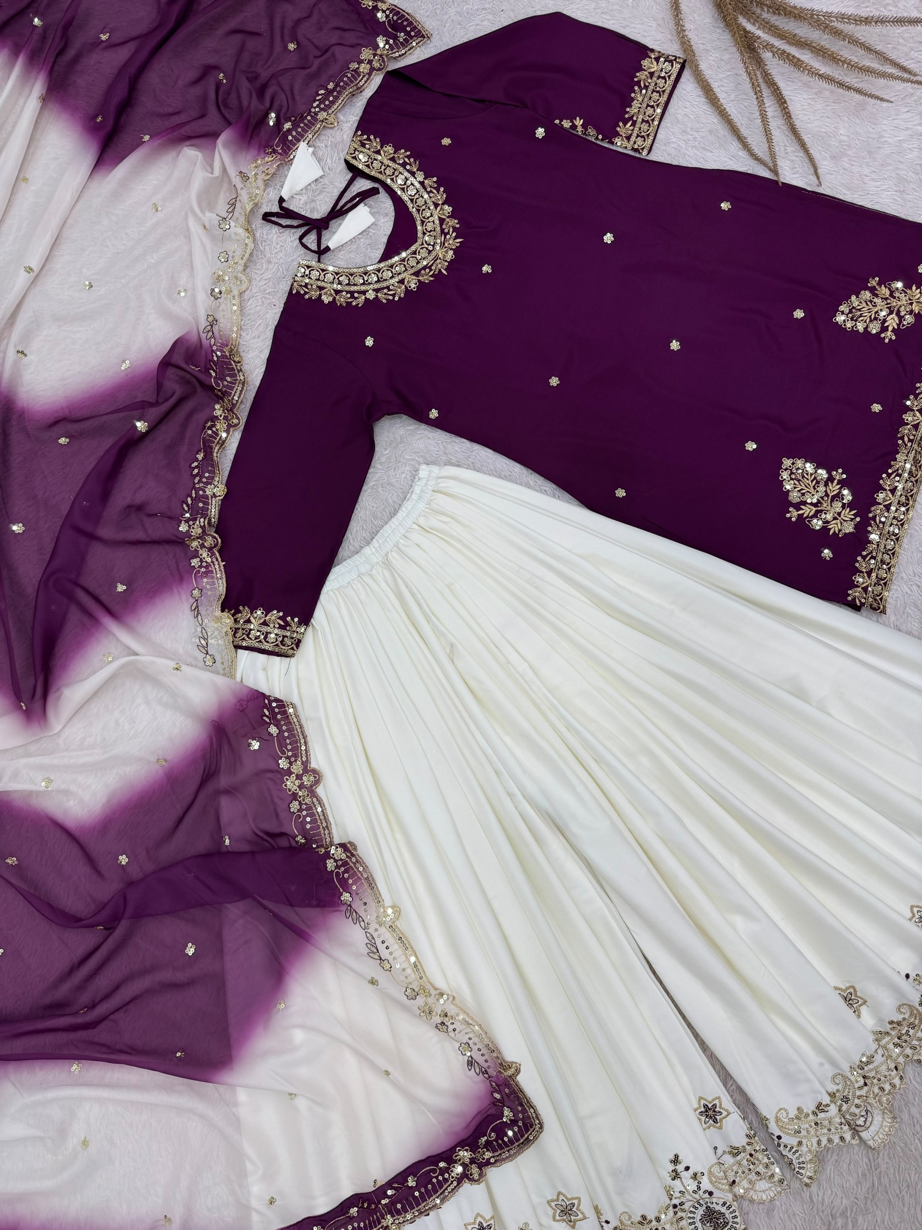 JL-1041 Premium French Crepe 5mm Sequin Embroidered Set