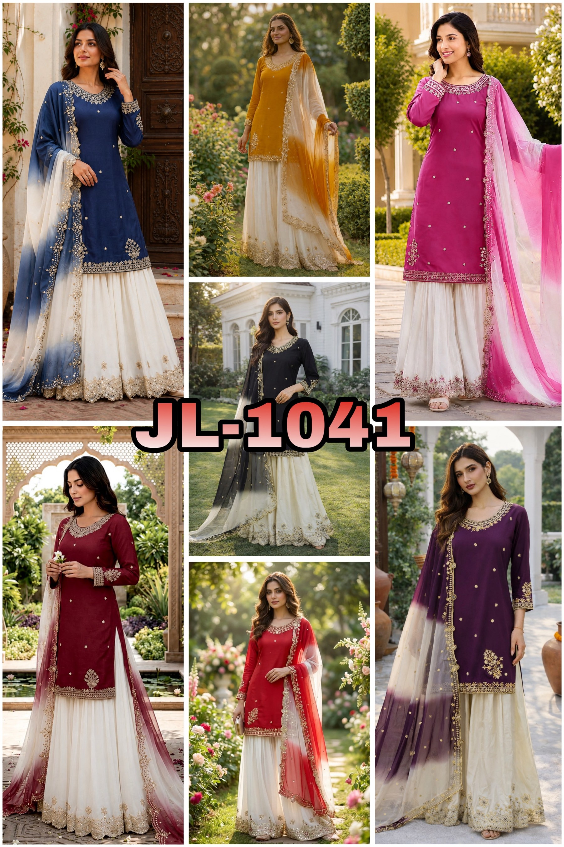 JL-1041 Premium French Crepe 5mm Sequin Embroidered Set