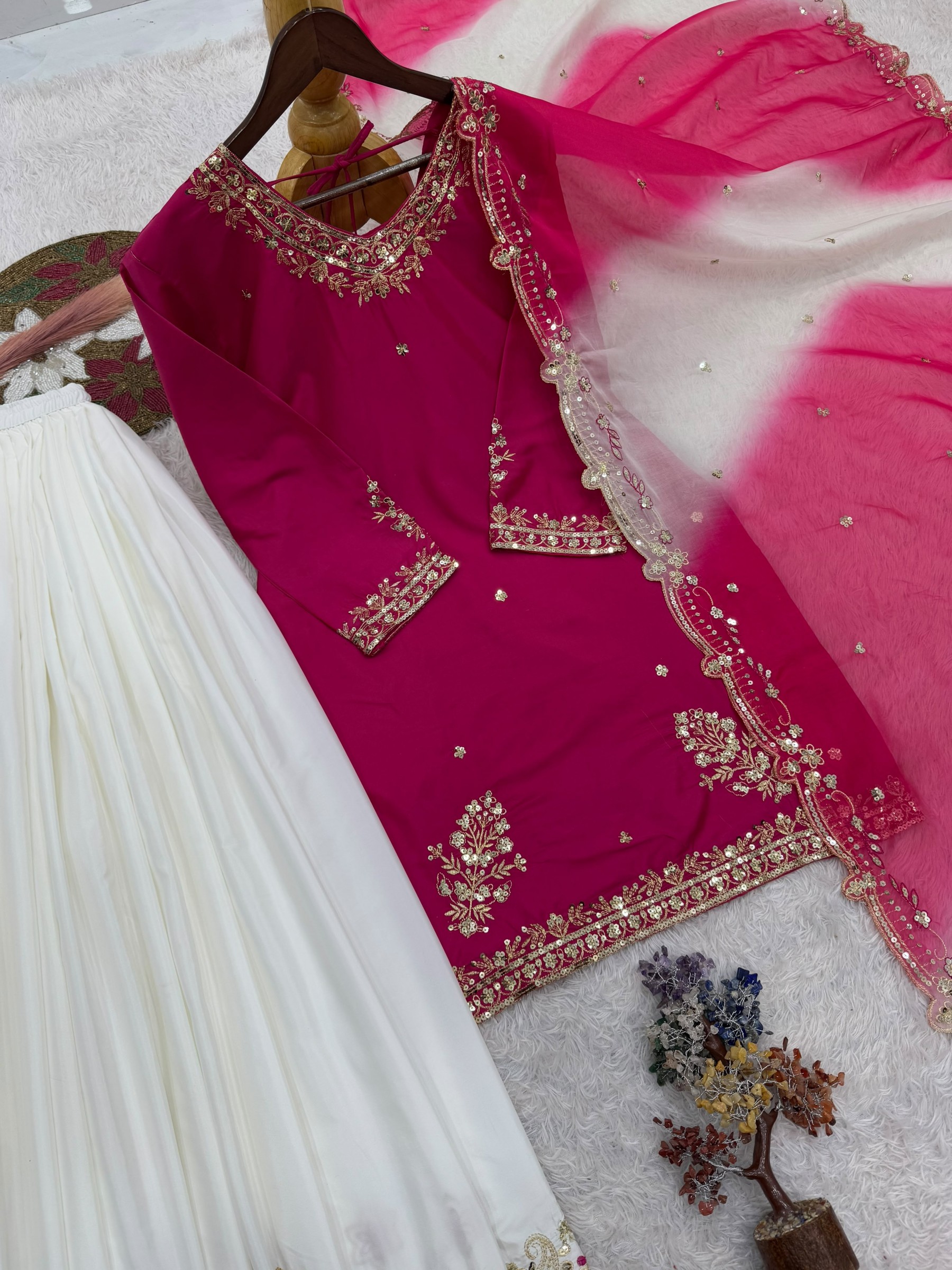 JL-1041 Premium French Crepe 5mm Sequin Embroidered Set