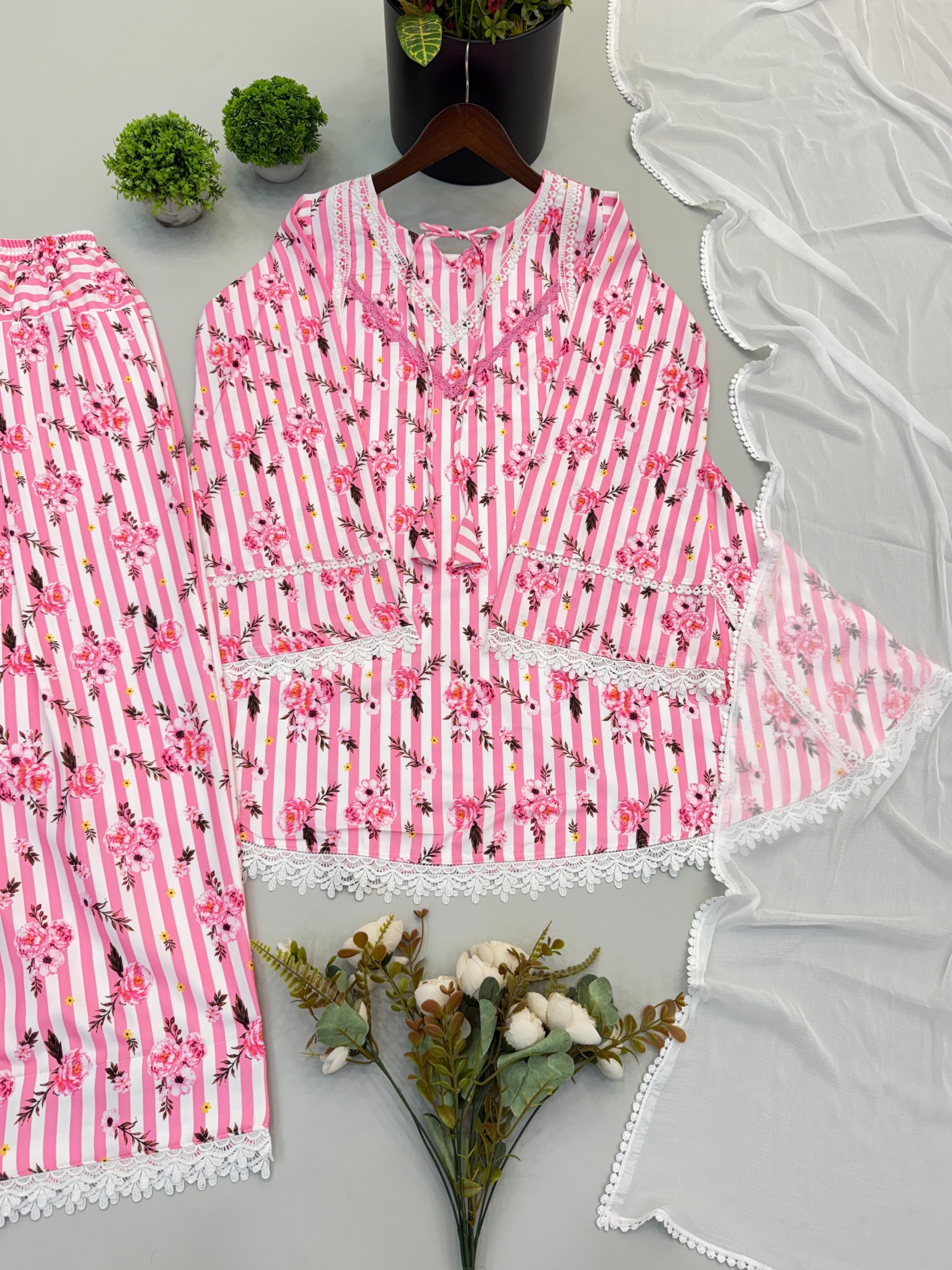 NSR-905 | Pure Natural Crepe Farshi Pant Suit