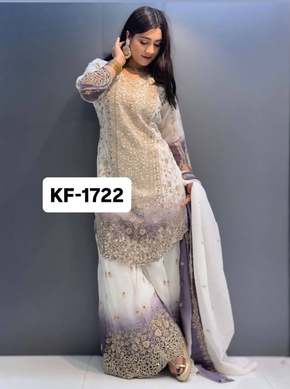 KF-1722 Heavy Dual Tone Peding Star Georgette Set