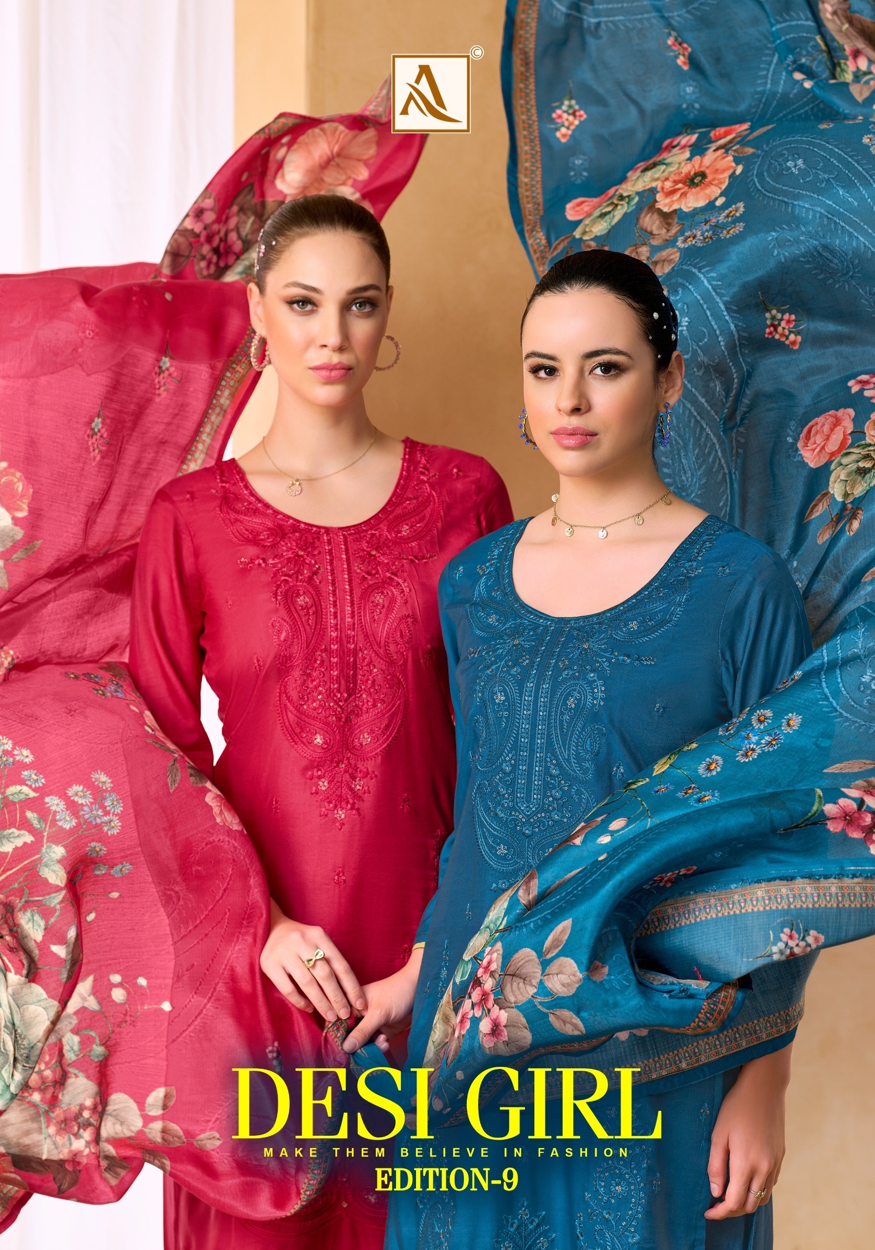 1ALOK DESI GIRL-9 | Viscose Maslin Designer Suit