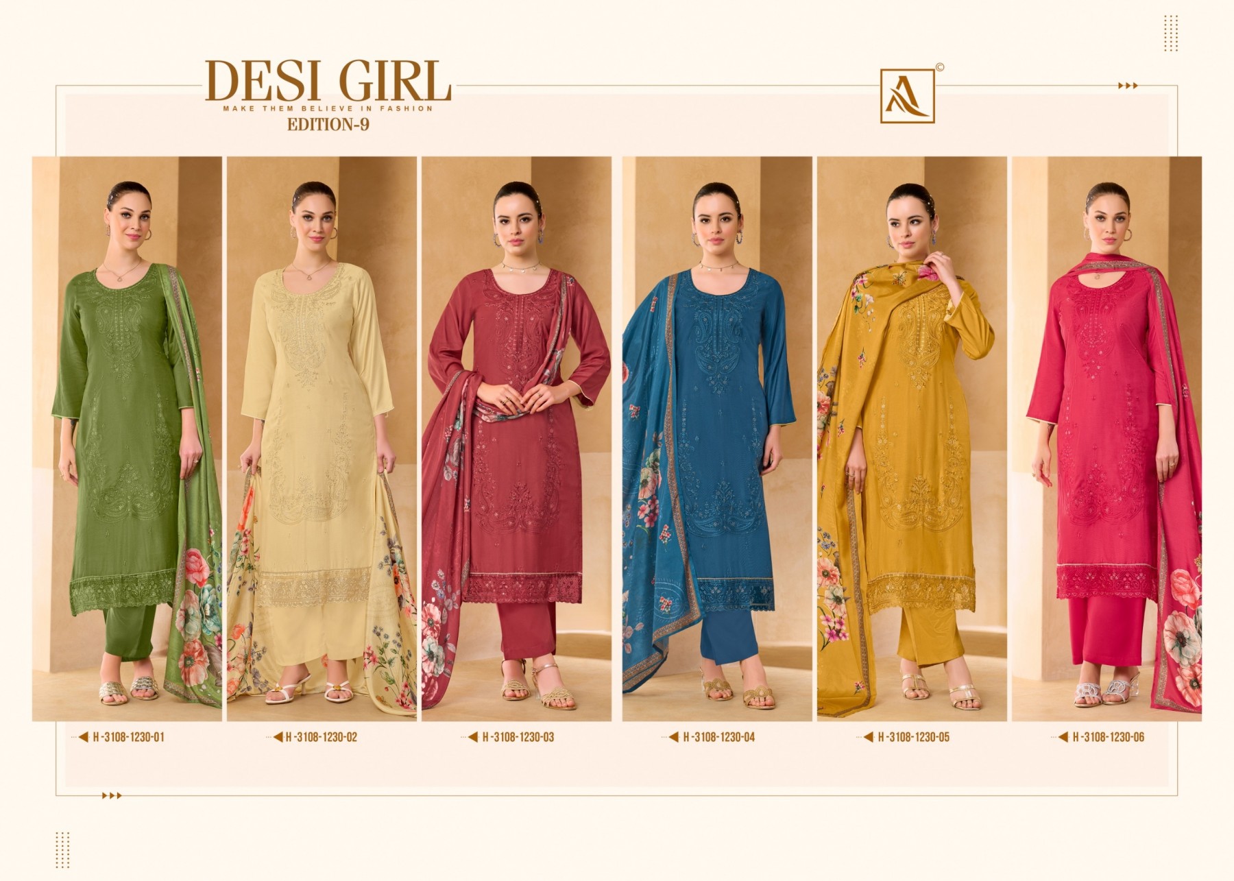 1ALOK DESI GIRL-9 | Viscose Maslin Designer Suit