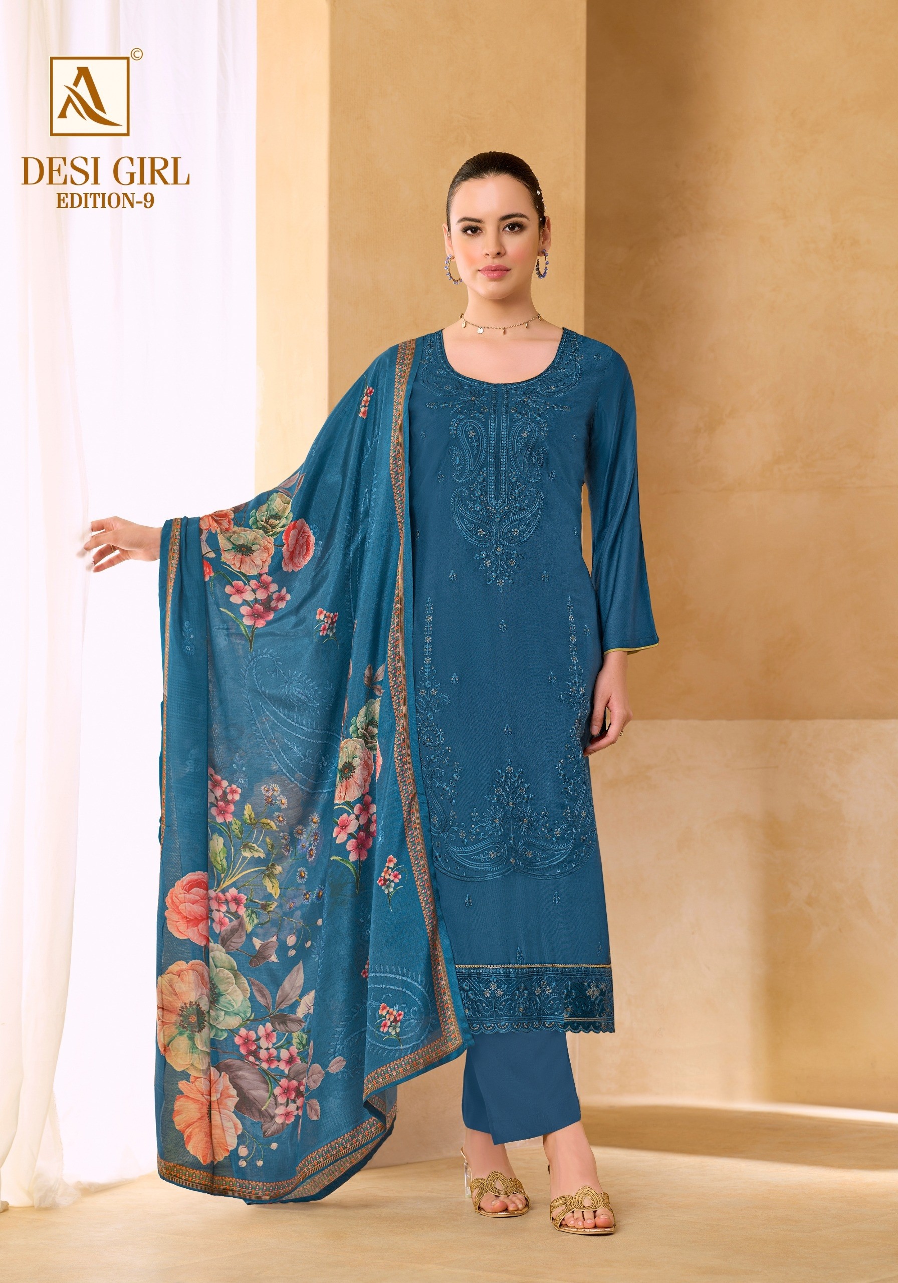 1ALOK DESI GIRL-9 | Viscose Maslin Designer Suit