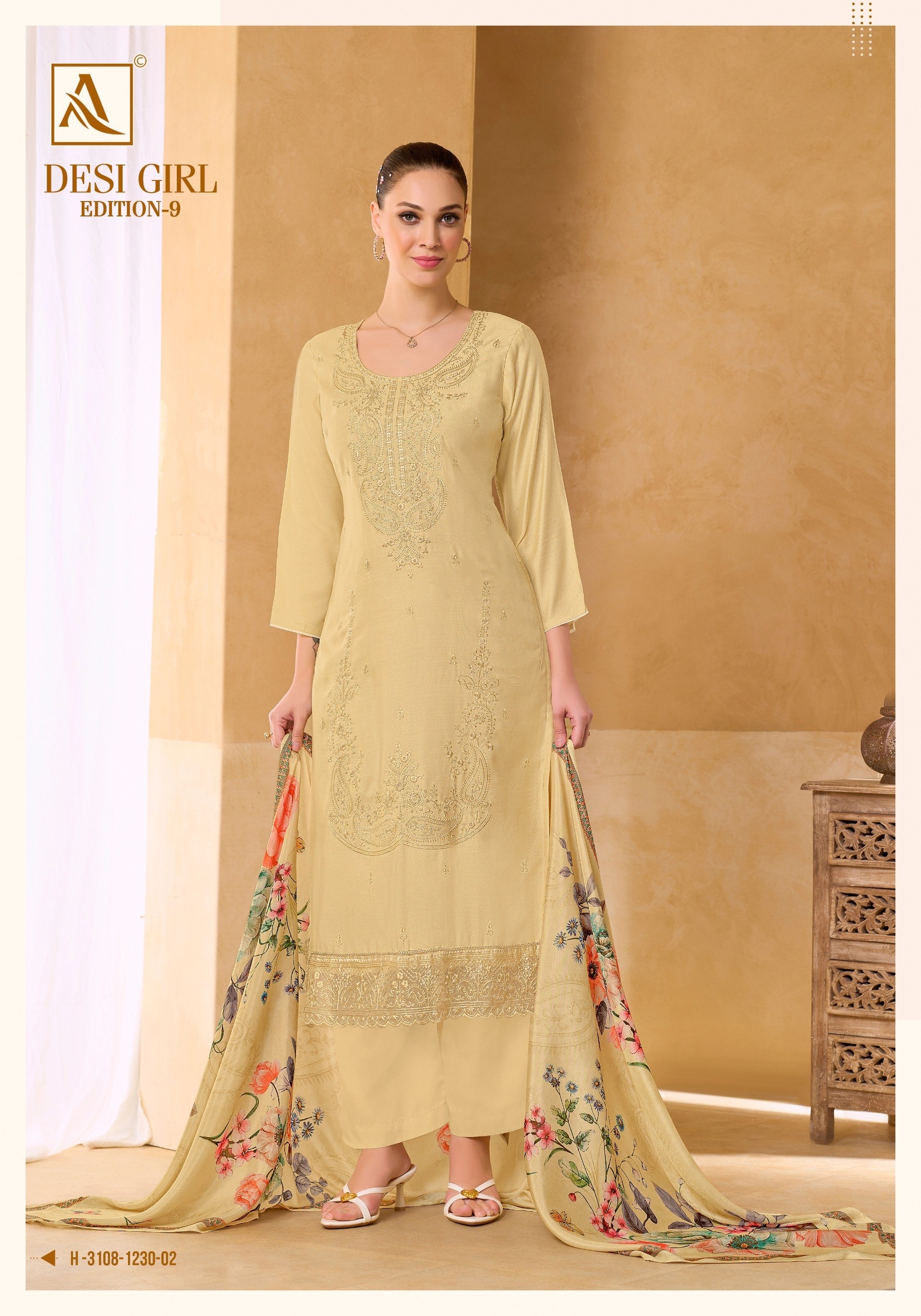 1ALOK DESI GIRL-9 | Viscose Maslin Designer Suit