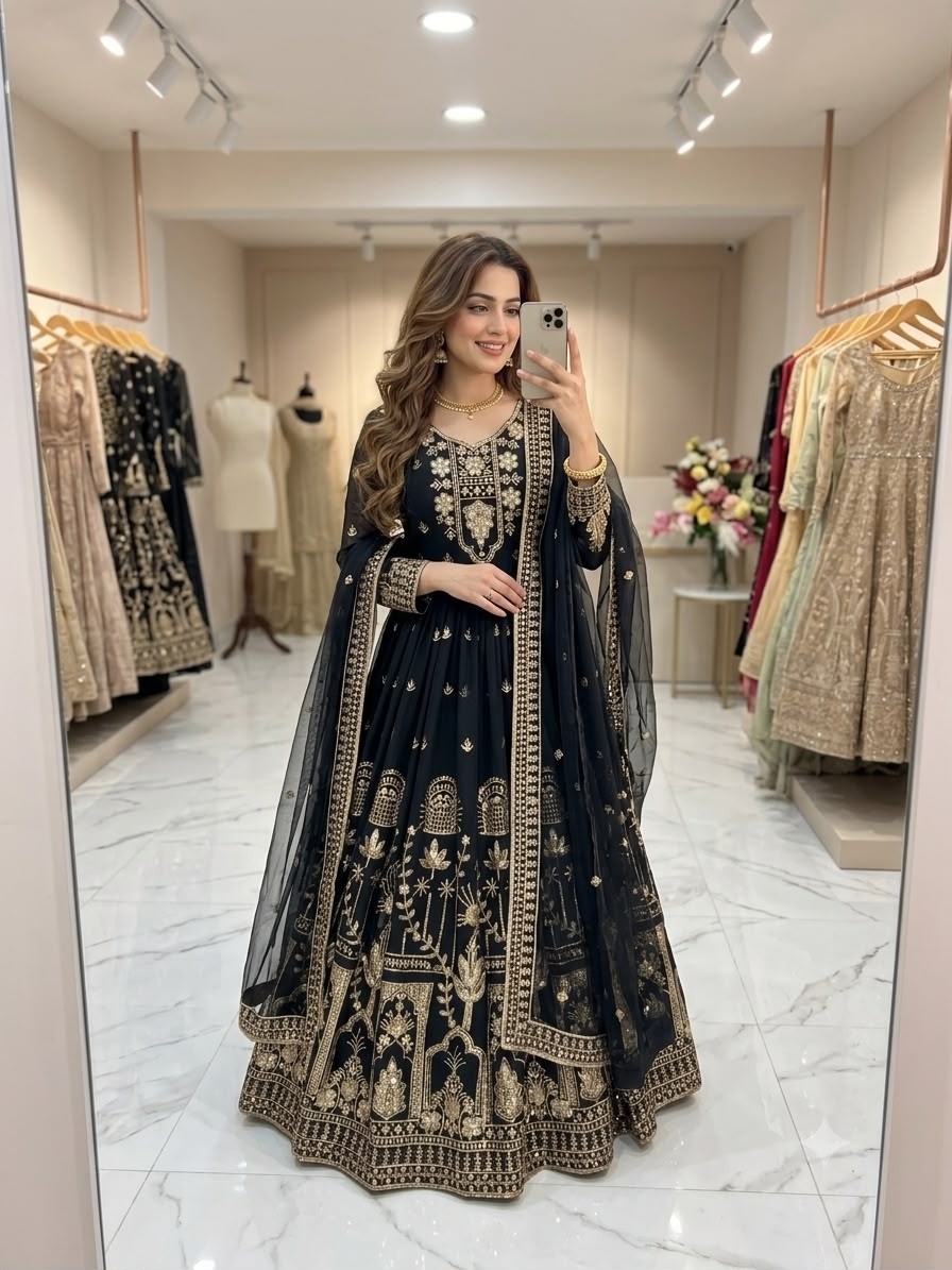 FD-805 | Fox Georgette Embroidered Gown Set