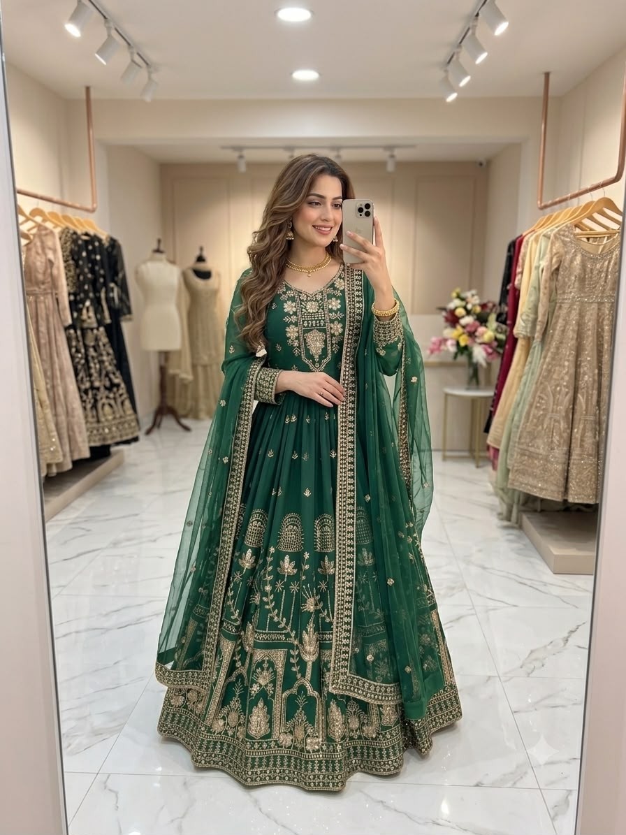 FD-805 | Fox Georgette Embroidered Gown Set