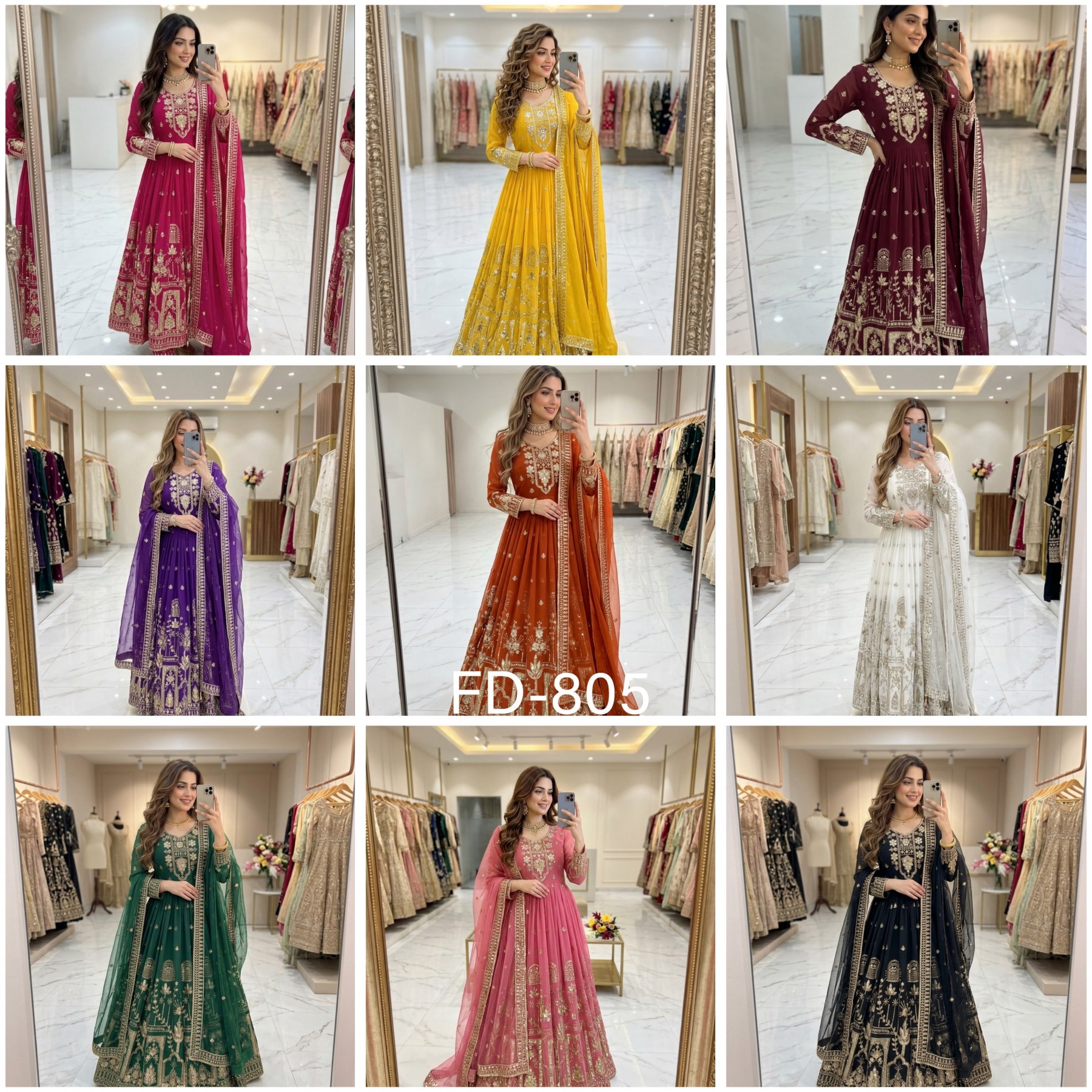 FD-805 | Fox Georgette Embroidered Gown Set