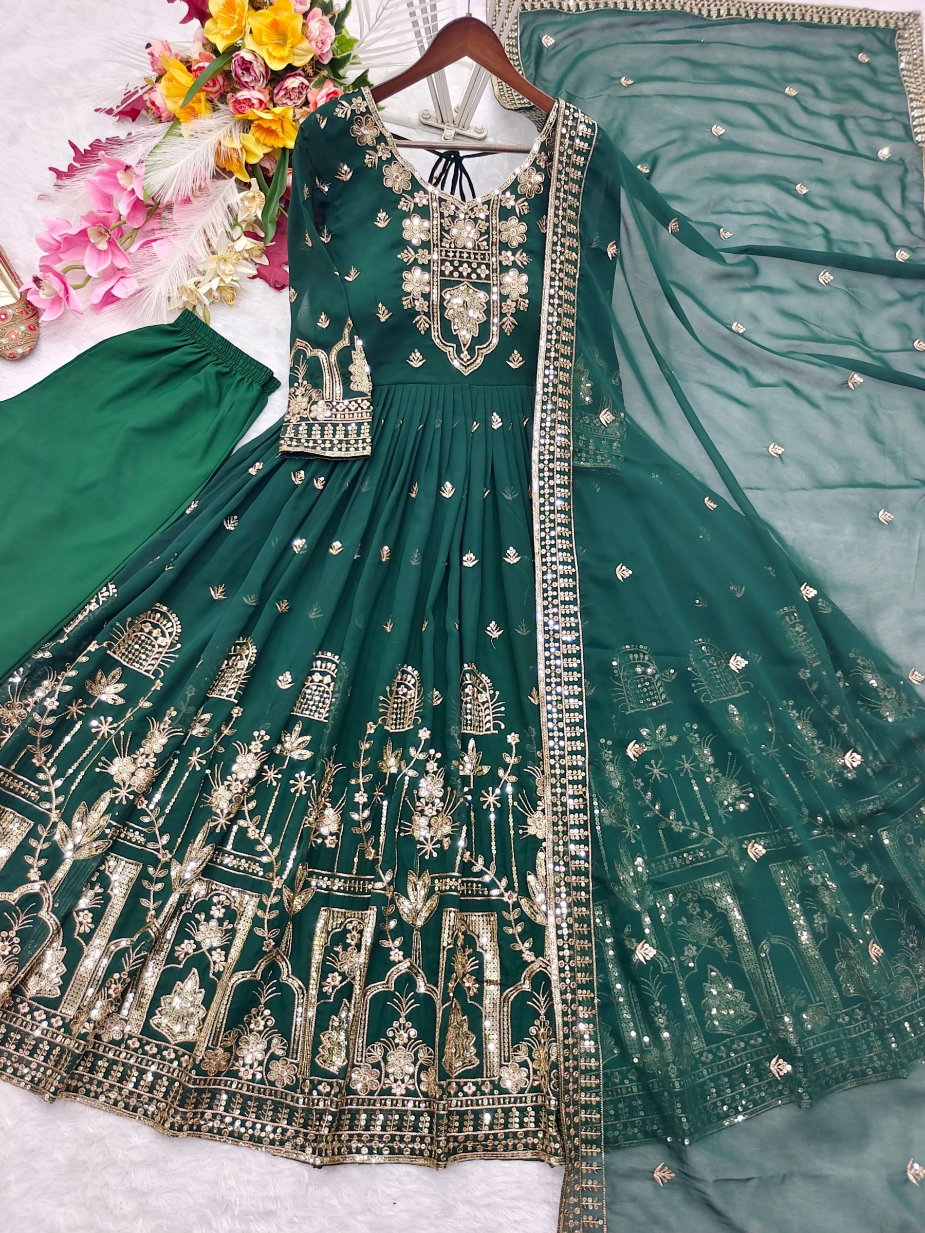 FD-805 | Fox Georgette Embroidered Gown Set