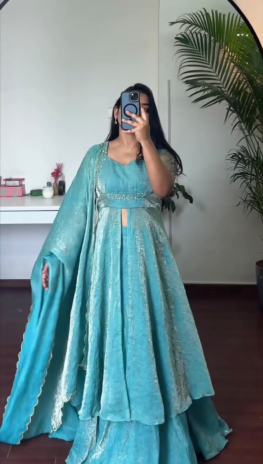 KD-1645 | Fendy Crush Hand Work Anarkali Set