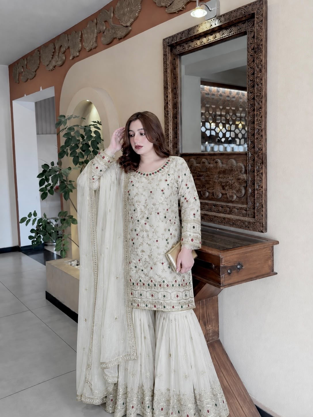 JL-1074 | Kundan Organza Silk Sharara Set