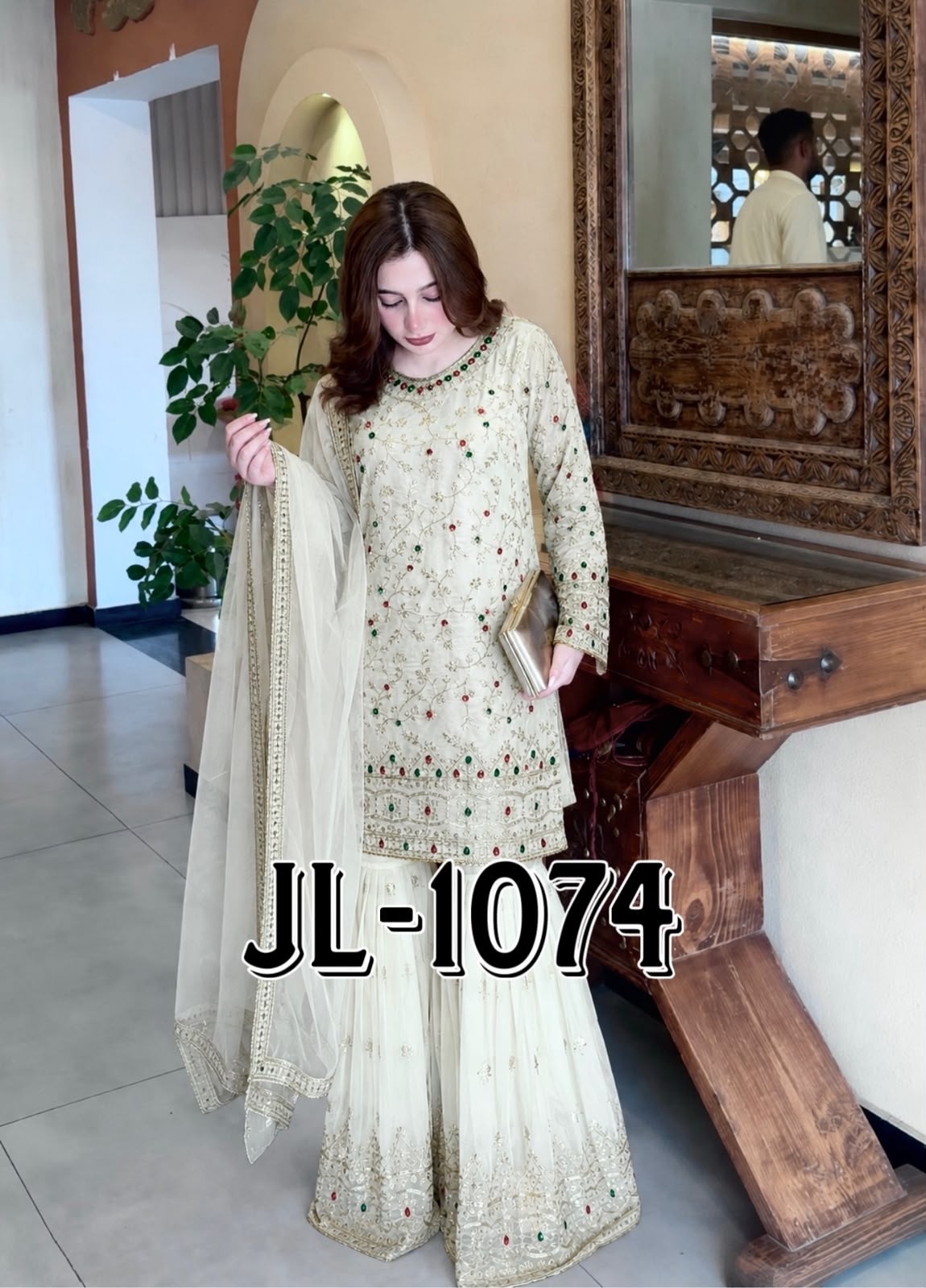 JL-1074 | Kundan Organza Silk Sharara Set