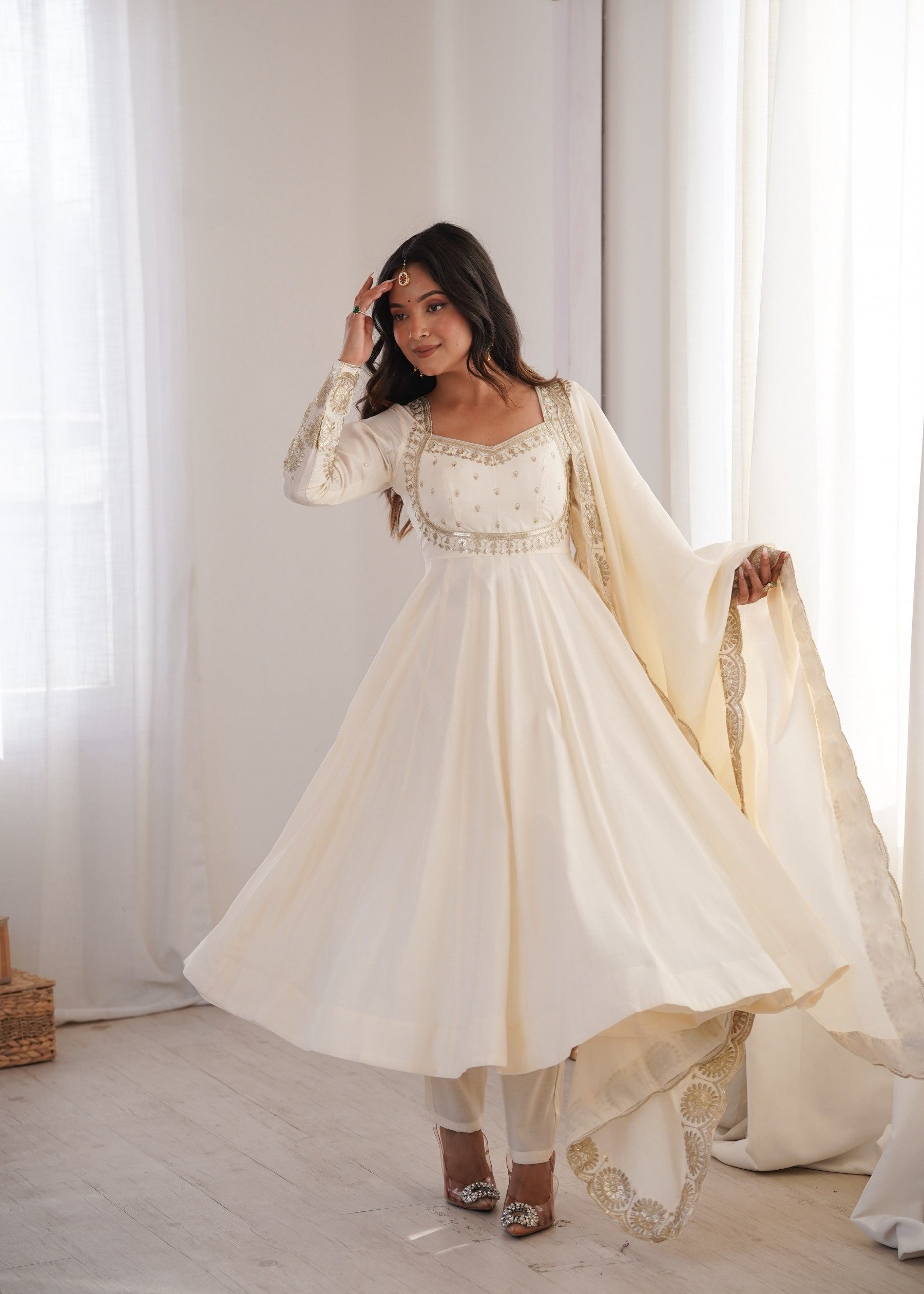 ZF-5026 | Roman Silk Embroidered Anarkali Set