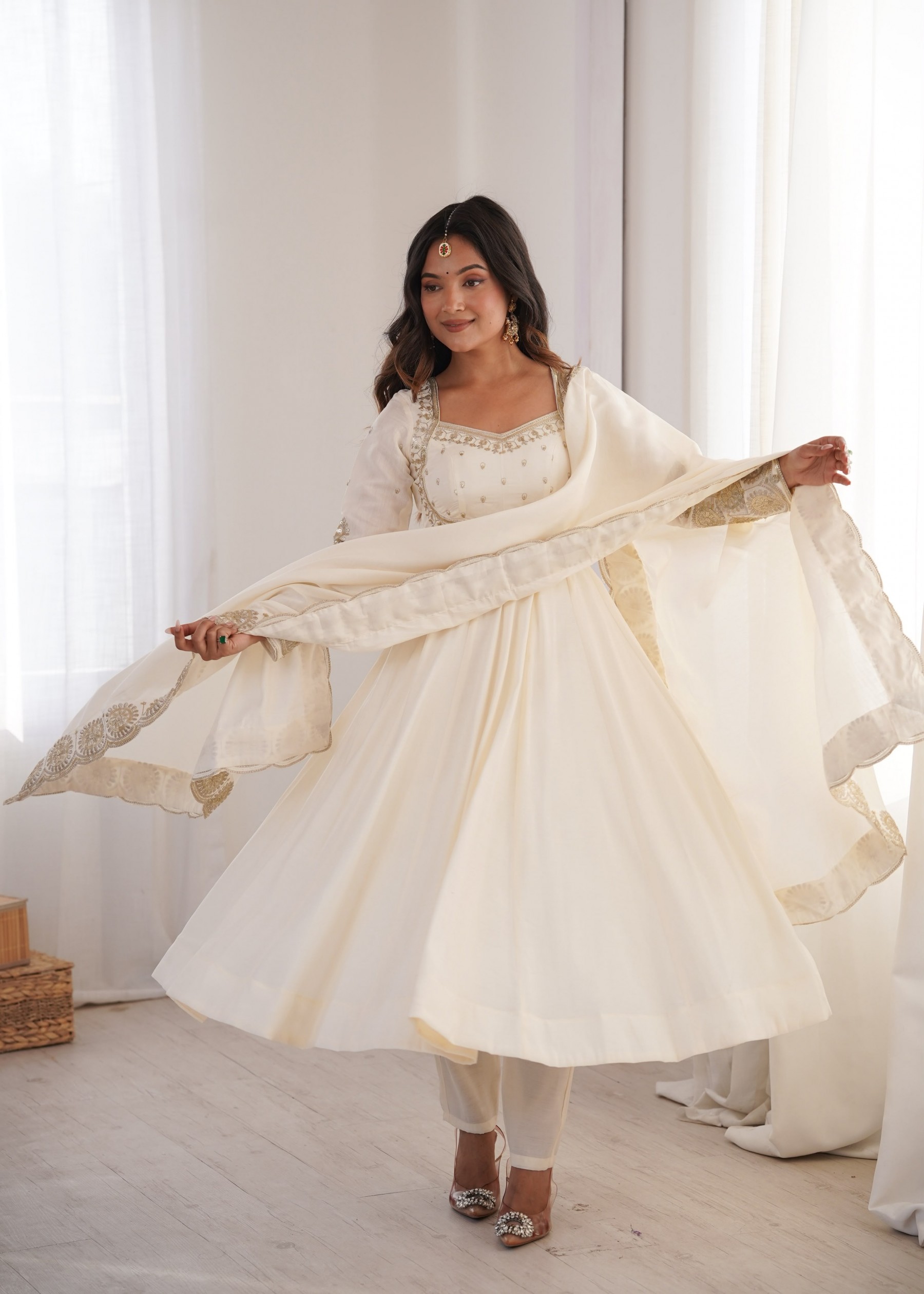 ZF-5026 | Roman Silk Embroidered Anarkali Set