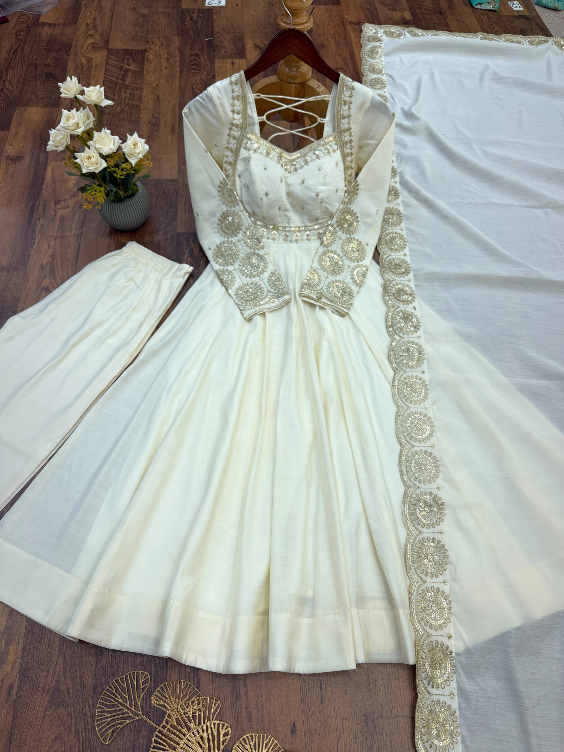 ZF-5026 | Roman Silk Embroidered Anarkali Set