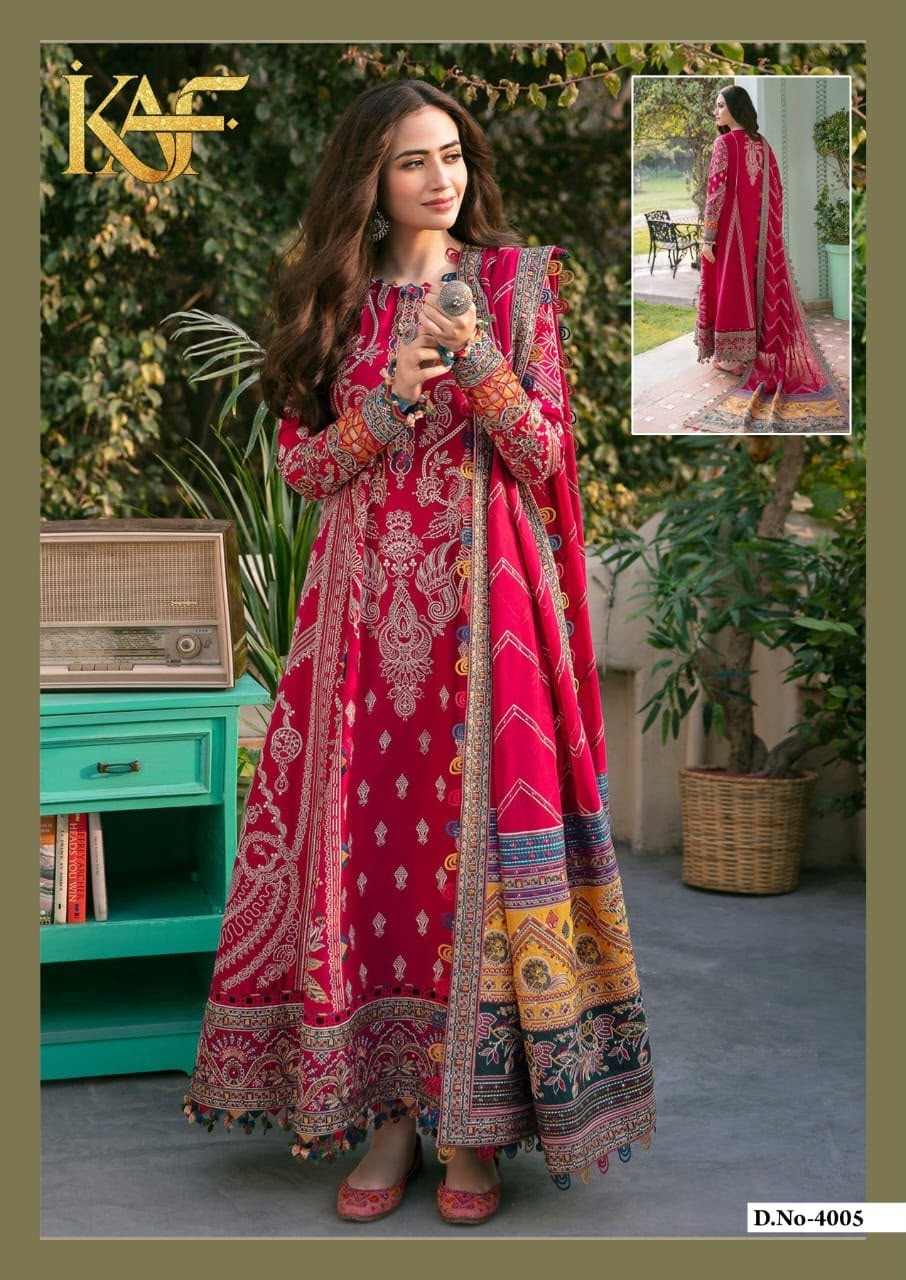 KAF Fabric Evayra Gulaal Vol-4 | Luxury Lawn Cotton Suit