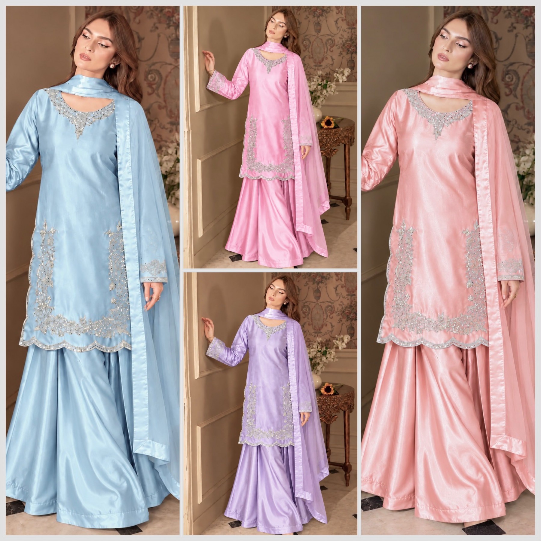 HK-1746 | Devsena Silk Embroidered Palazzo Suit