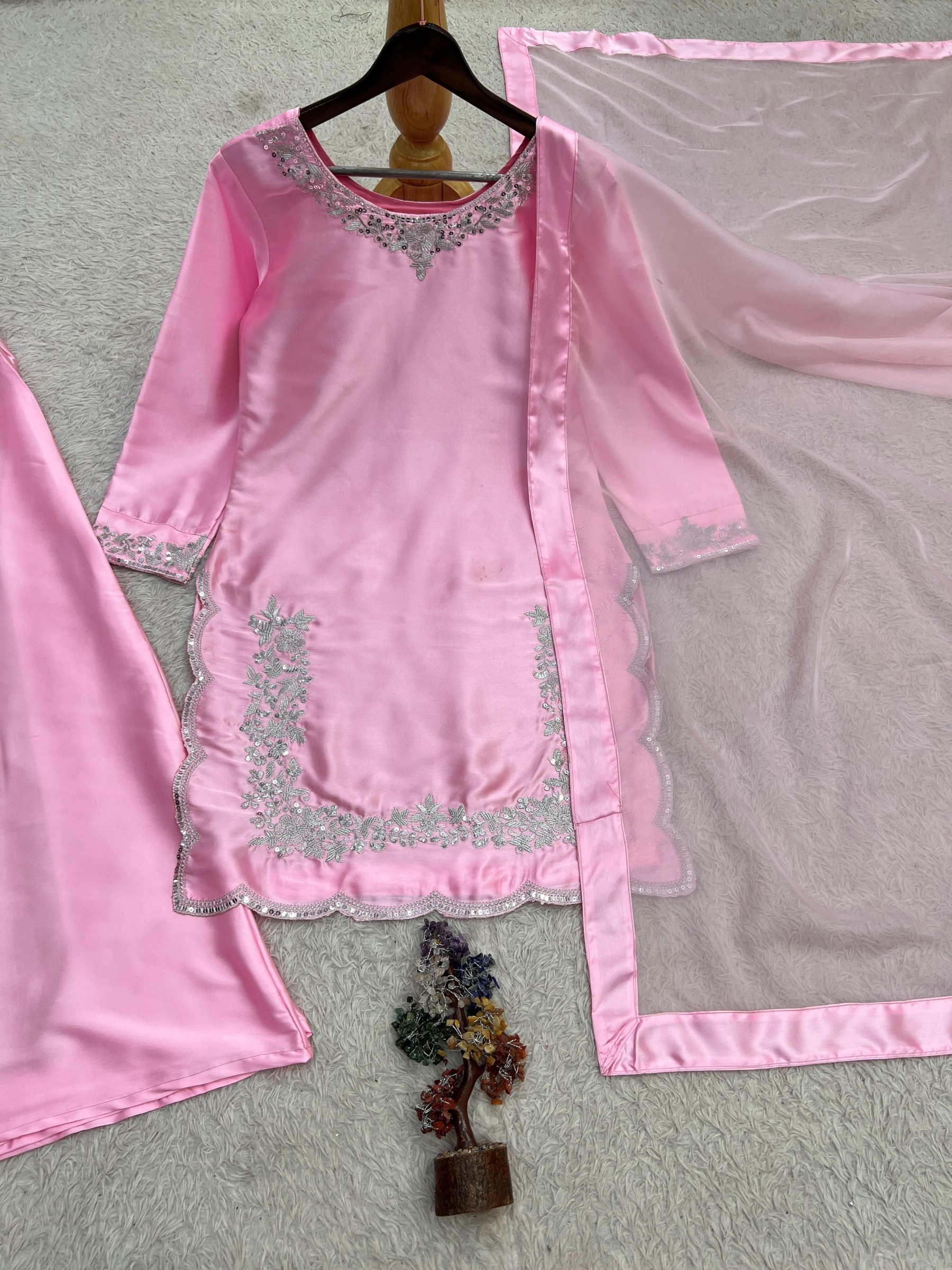 HK-1746 | Devsena Silk Embroidered Palazzo Suit