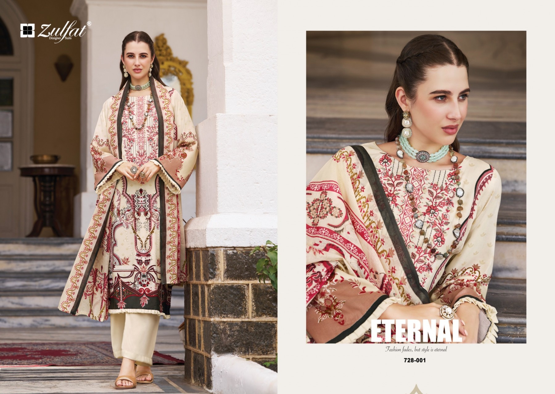 Zulfat AFREEN | Pure Jam Cotton Embroidered Suit