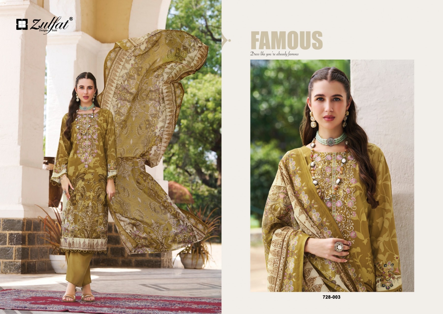 Zulfat AFREEN | Pure Jam Cotton Embroidered Suit