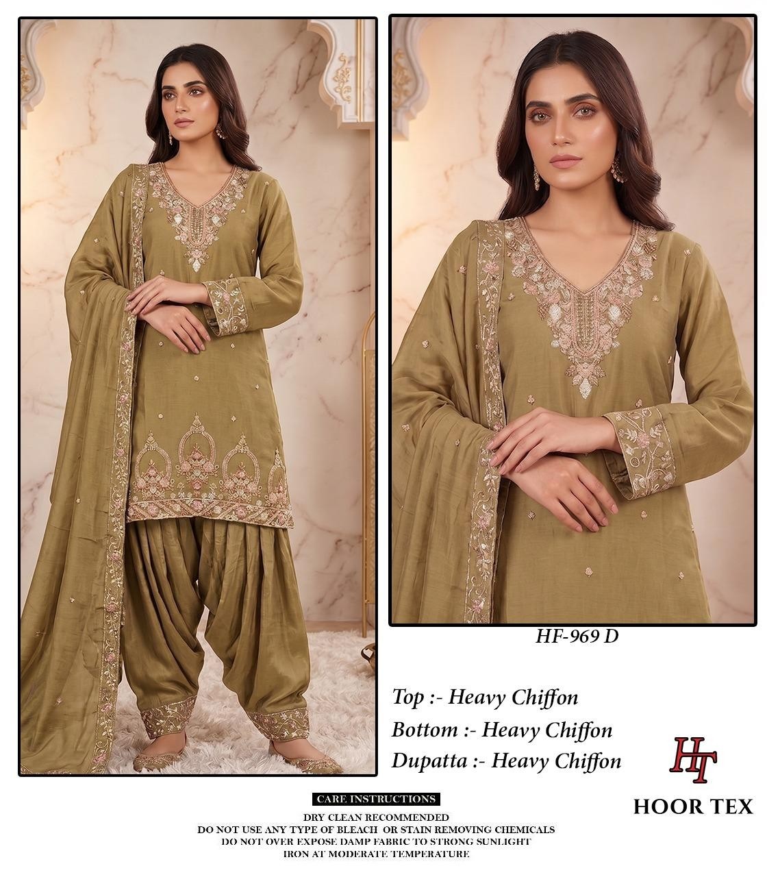 Hoor Tex HF-969 A to D | Heavy Chiffon Pakistani Suit