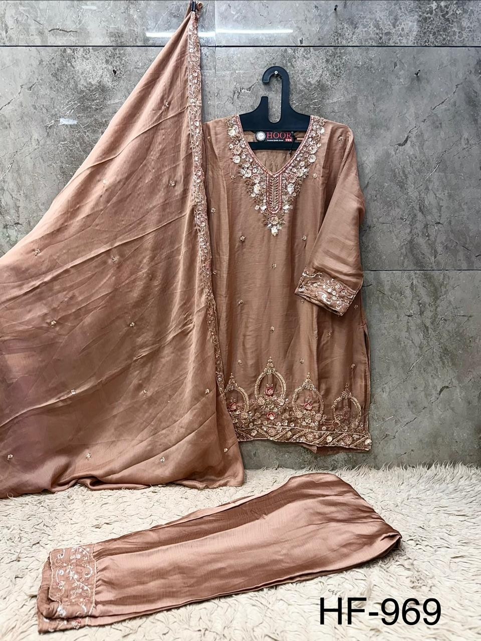Hoor Tex HF-969 A to D | Heavy Chiffon Pakistani Suit