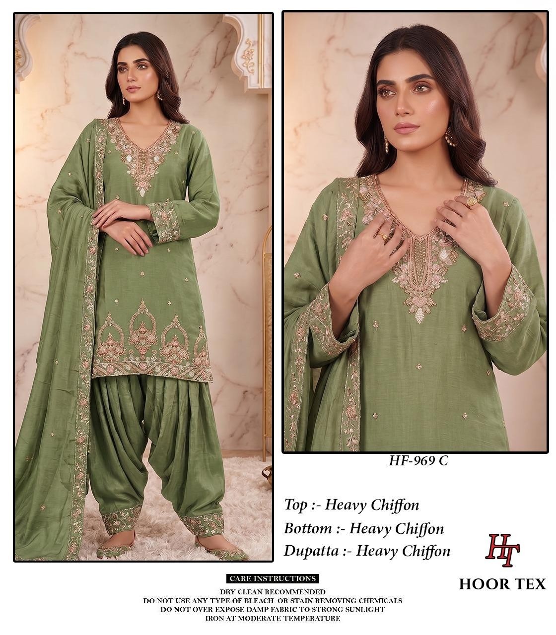 Hoor Tex HF-969 A to D | Heavy Chiffon Pakistani Suit