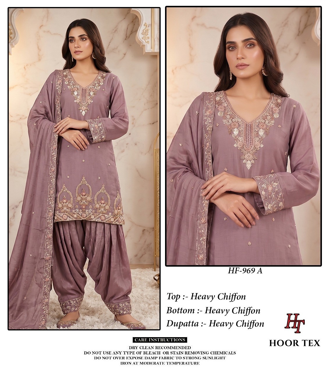 Hoor Tex HF-969 A to D | Heavy Chiffon Pakistani Suit