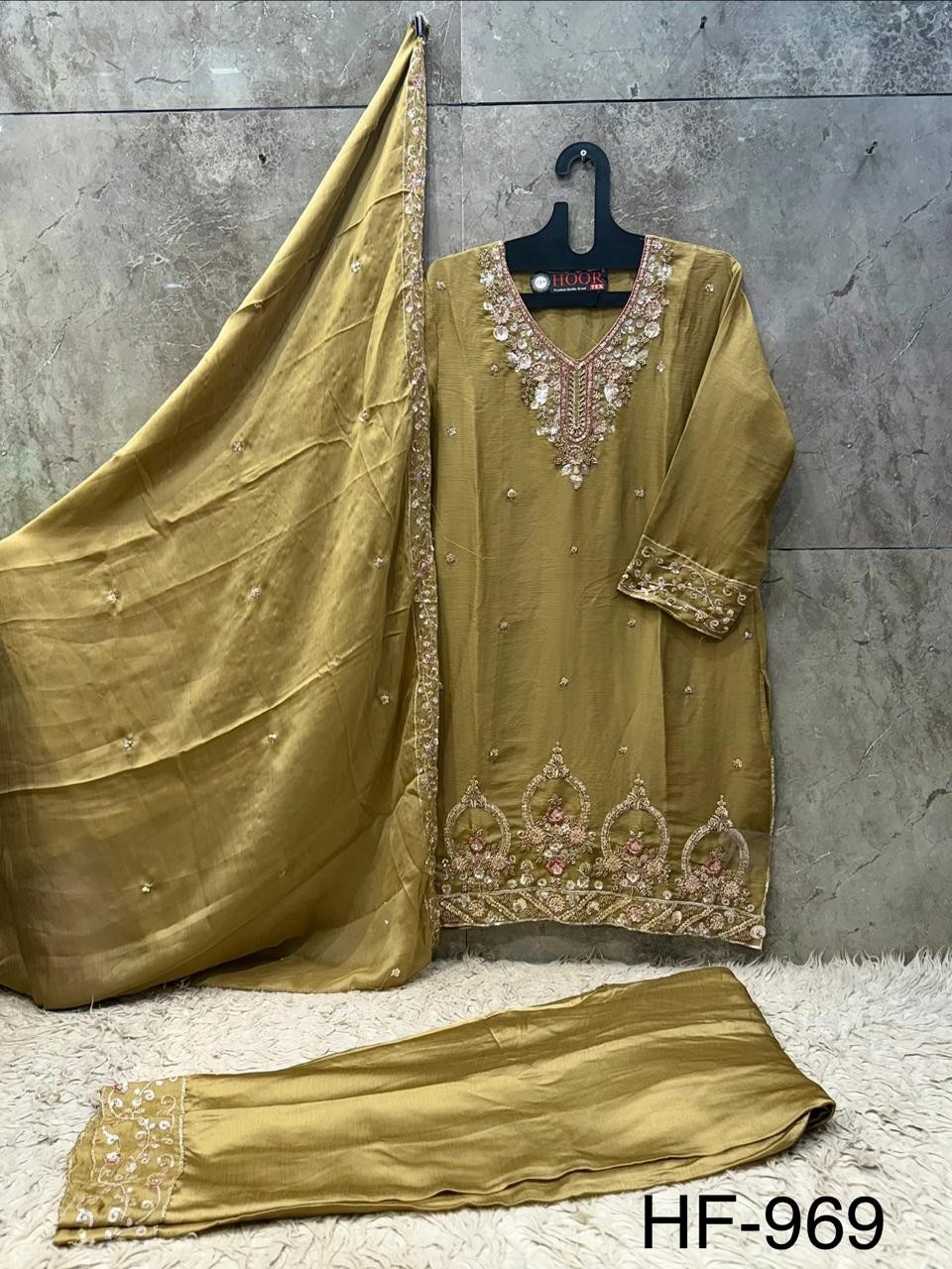 Hoor Tex HF-969 A to D | Heavy Chiffon Pakistani Suit