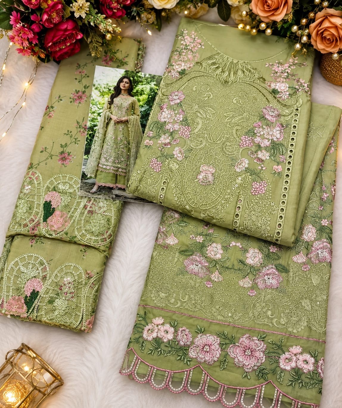 ELAF-3 D.No. 5420 | Pure Cambric Cotton Embroidered Suit