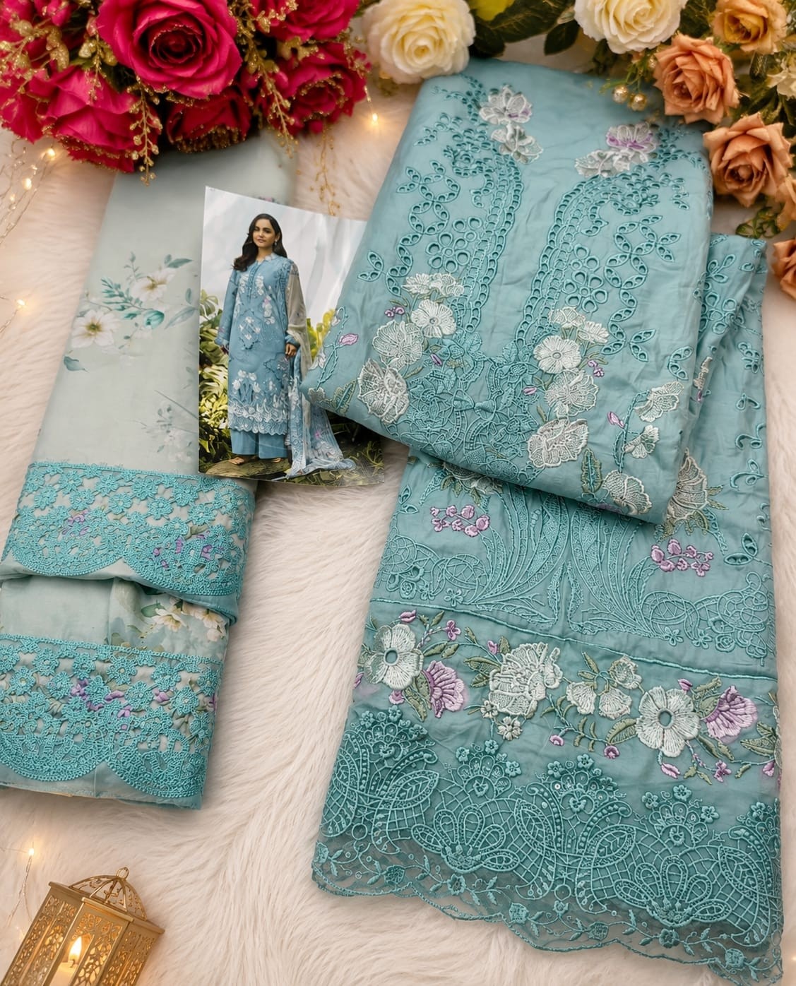ELAF-3 D.No. 5420 | Pure Cambric Cotton Embroidered Suit