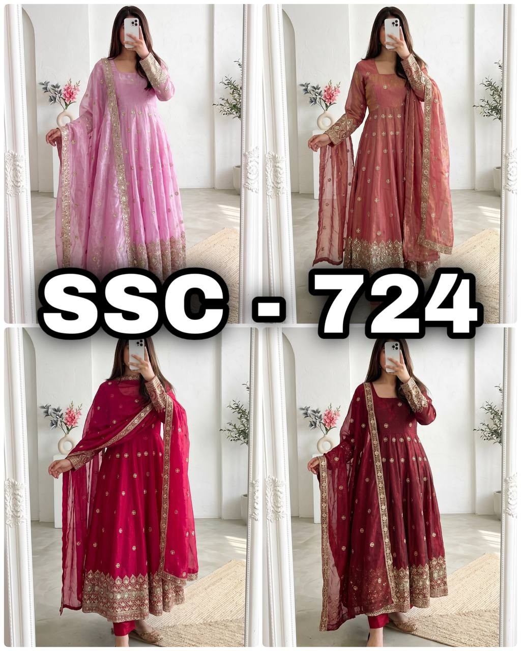 SSC-724 | Heavy Fandy Silk Embroidered Gown Set
