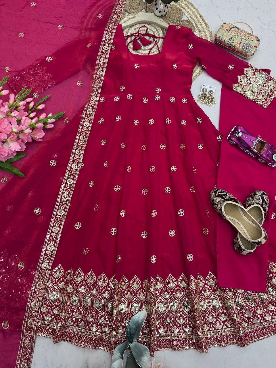 SSC-724 | Heavy Fandy Silk Embroidered Gown Set