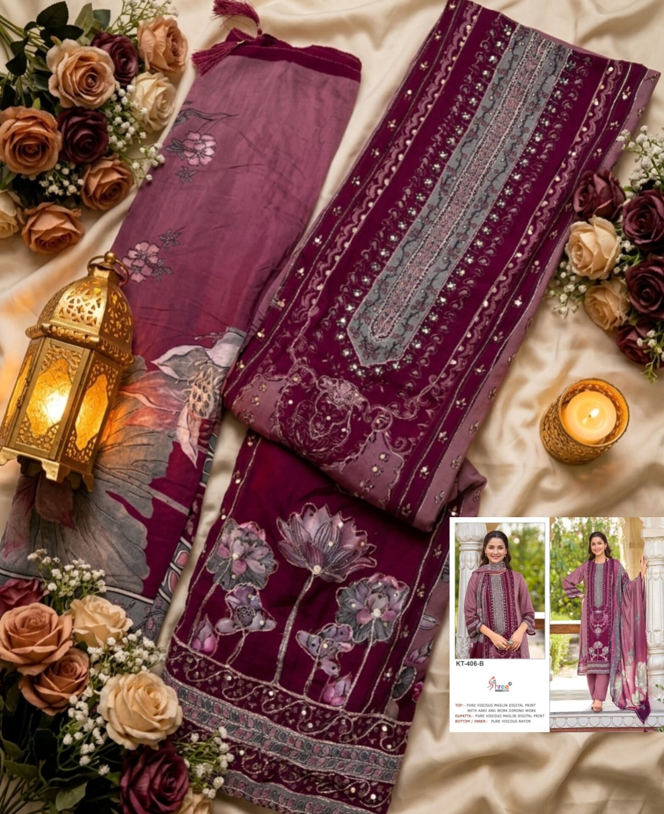 KT-406-A & KT-406-B | Viscose Maslin Hand Work Suit