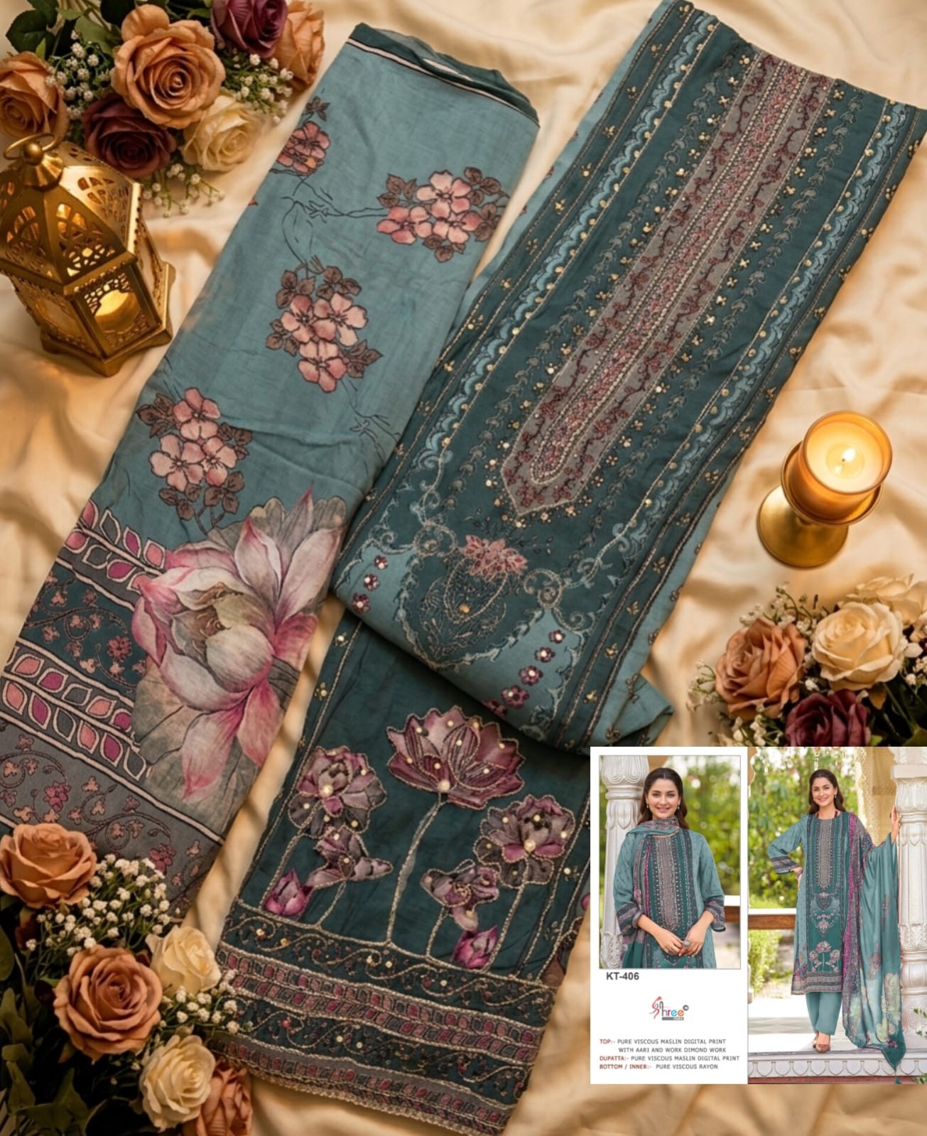 KT-406-A & KT-406-B | Viscose Maslin Hand Work Suit