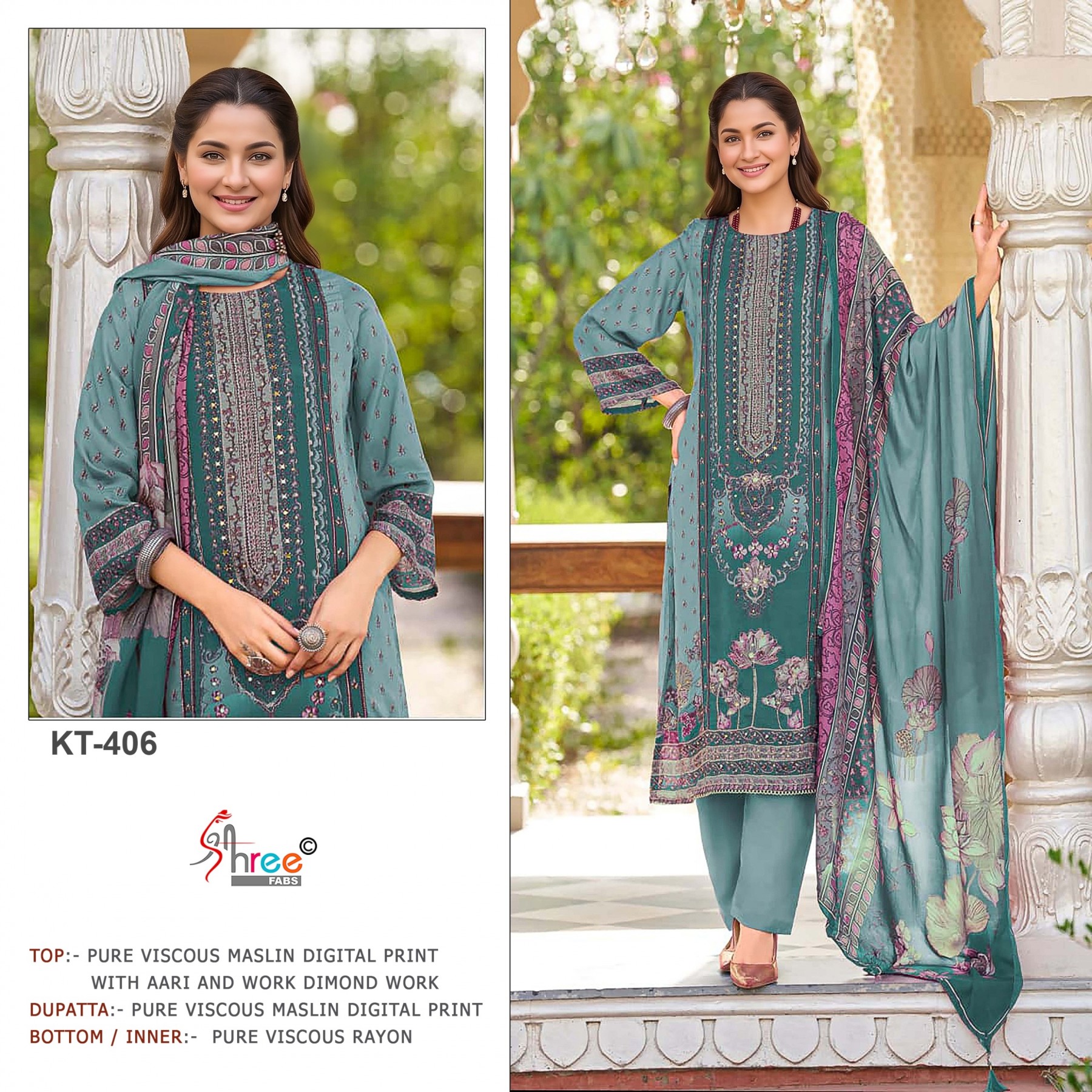 KT-406-A & KT-406-B | Viscose Maslin Hand Work Suit