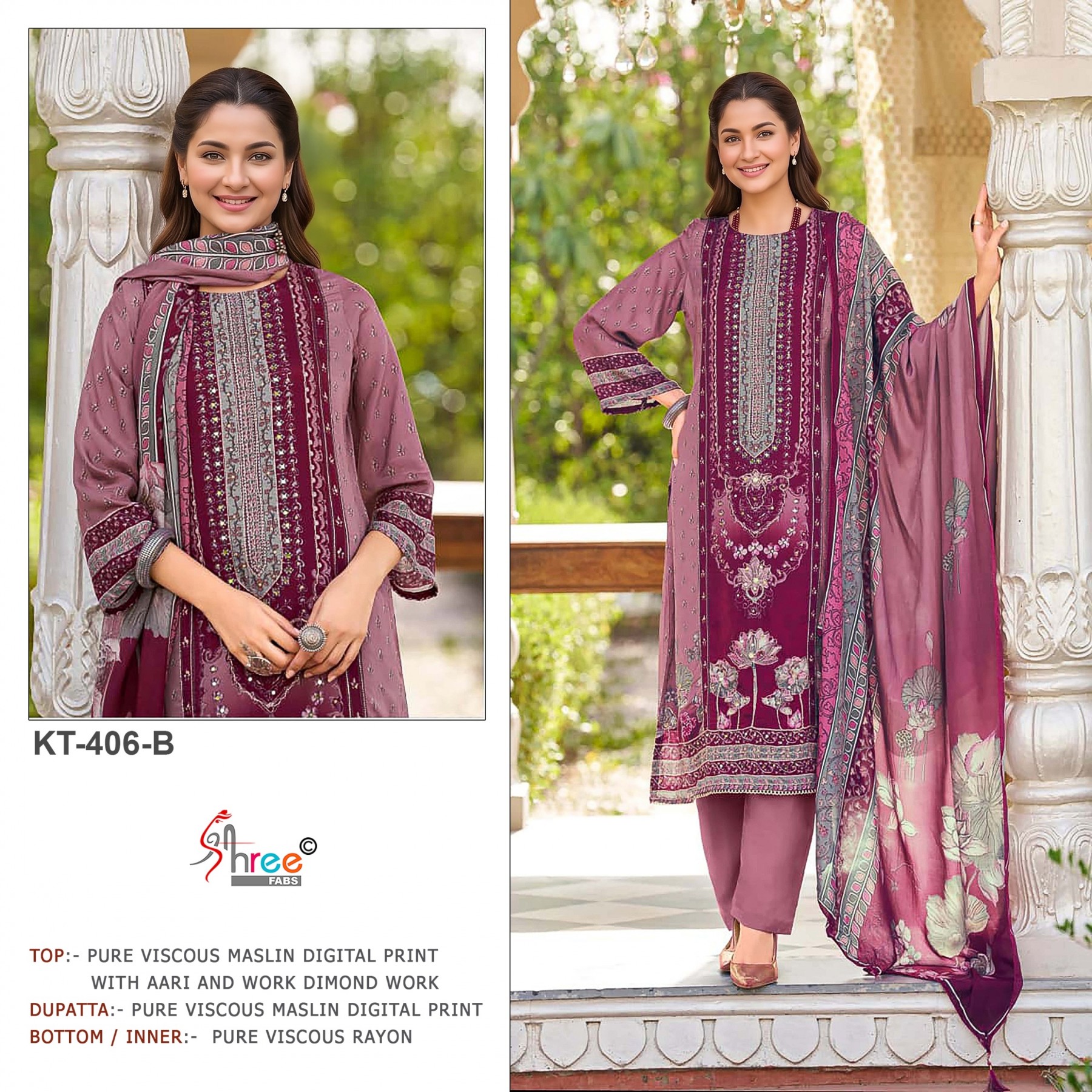 KT-406-A & KT-406-B | Viscose Maslin Hand Work Suit