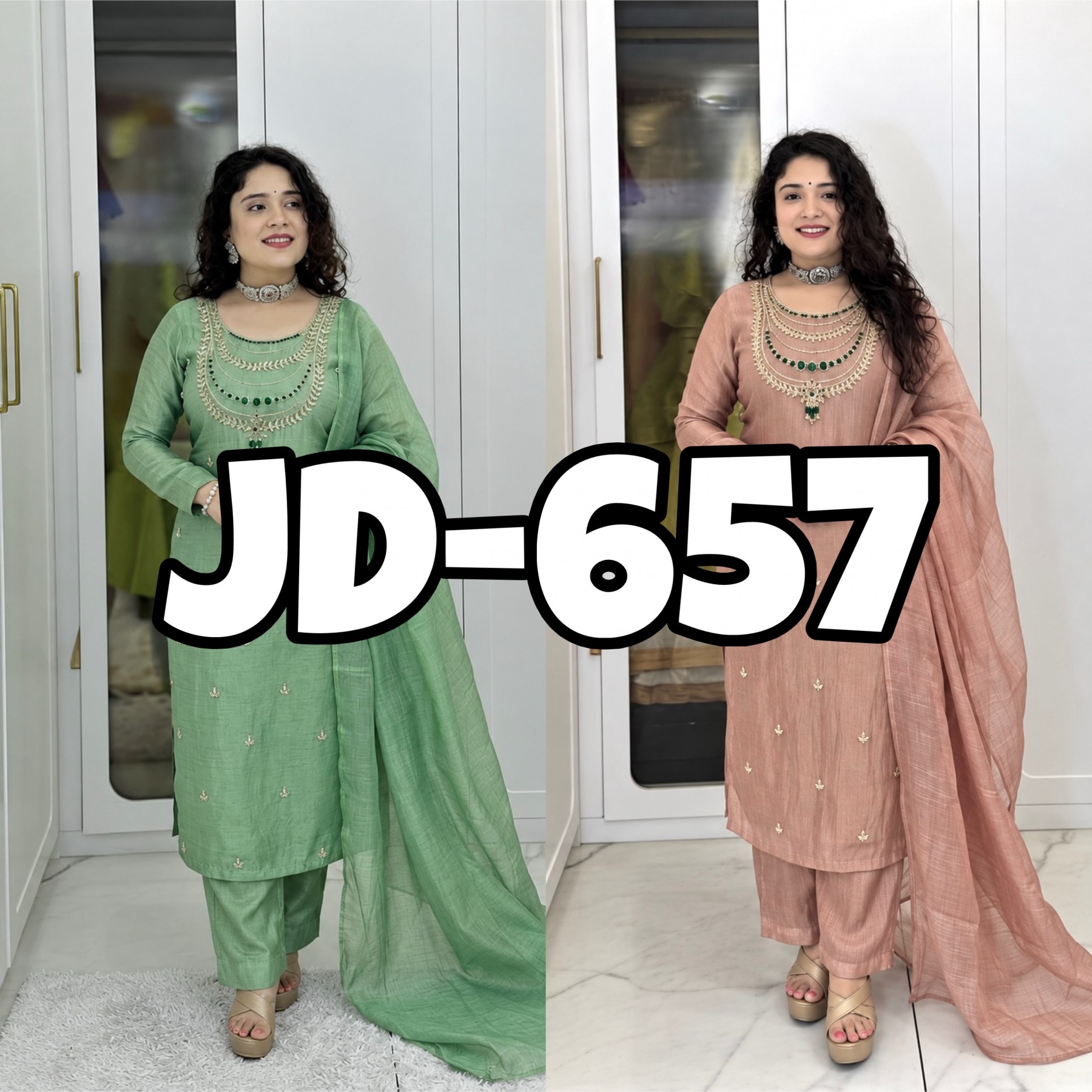JD-657 | Pure Salsa Crush Silk Designer Party Wear Set