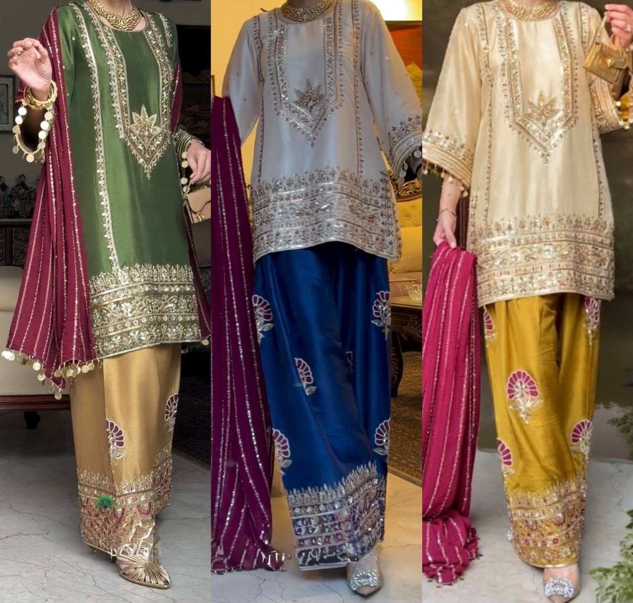 MT-1072 | Heavy Natural Silk Designer Sharara Collection