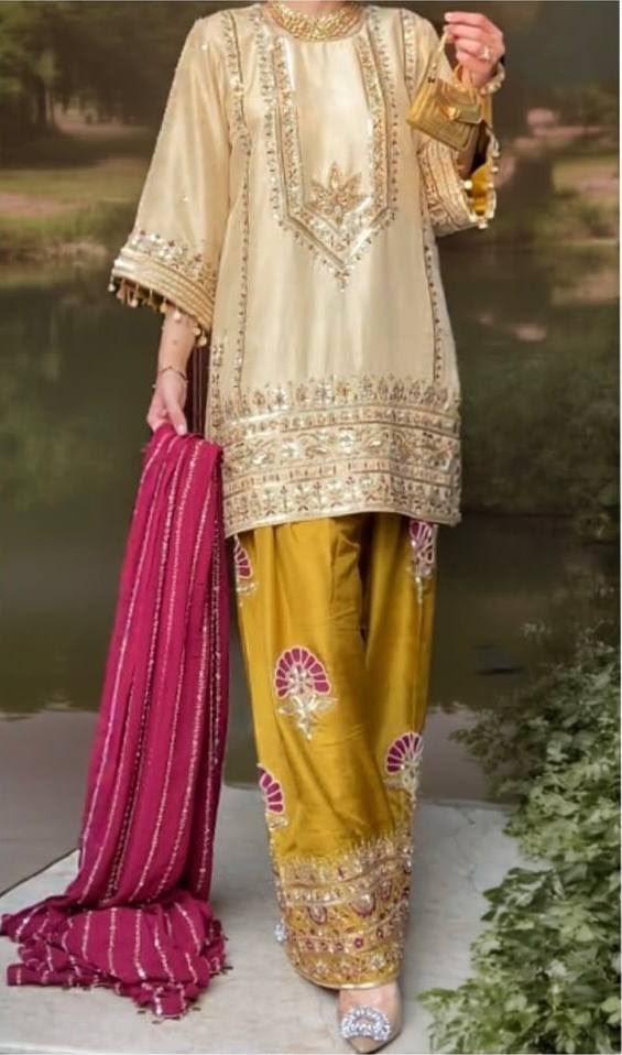 MT-1072 | Heavy Natural Silk Designer Sharara Collection