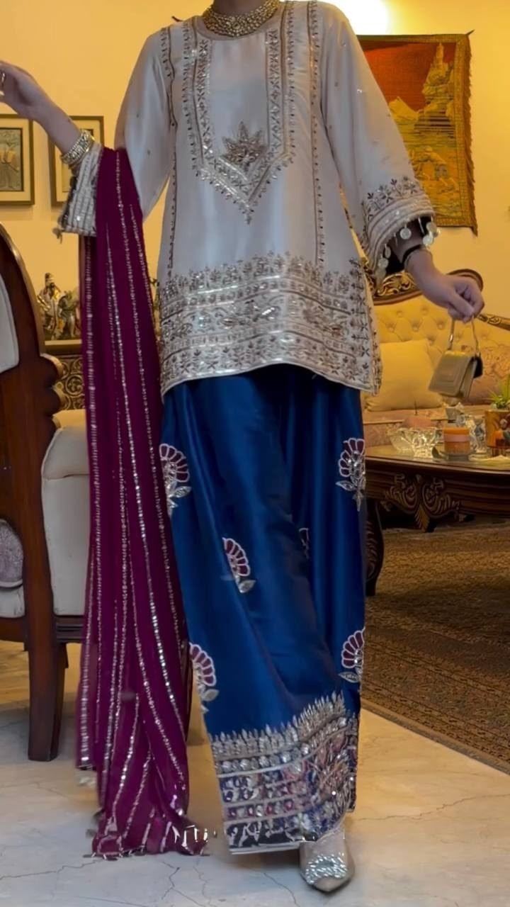 MT-1072 | Heavy Natural Silk Designer Sharara Collection