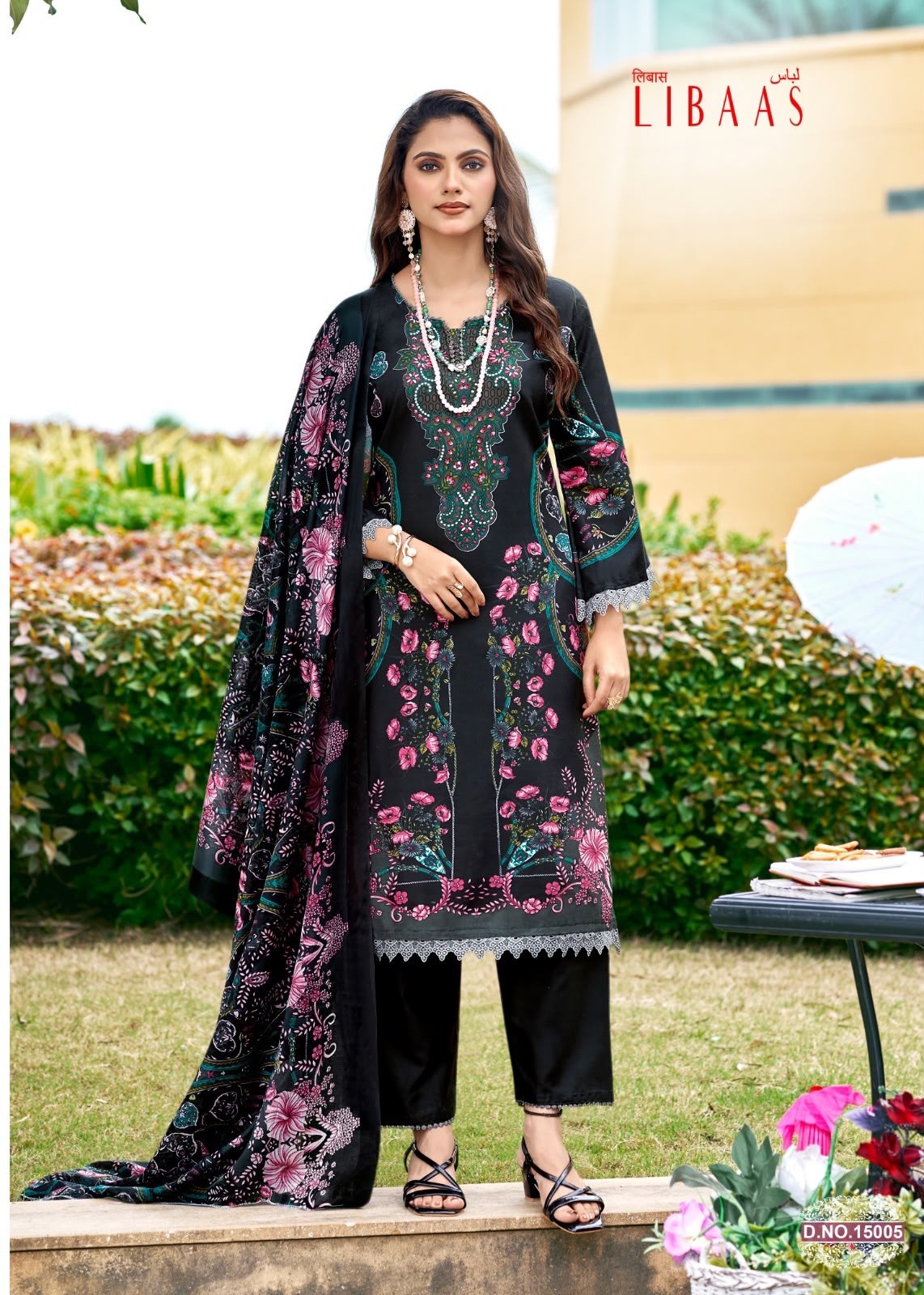 Shop FALAK INTERNATIONAL LIBAAS VOL-15 Karachi designer collection with Cotton Digital Print Top, Cotton Bottom and Cotton Maal Dupatta at ₹295 + GST.