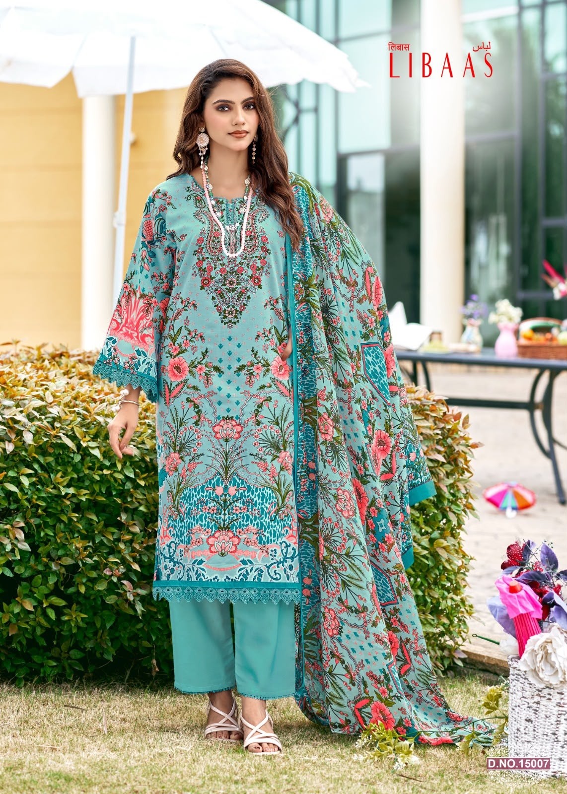Shop FALAK INTERNATIONAL LIBAAS VOL-15 Karachi designer collection with Cotton Digital Print Top, Cotton Bottom and Cotton Maal Dupatta at ₹295 + GST.
